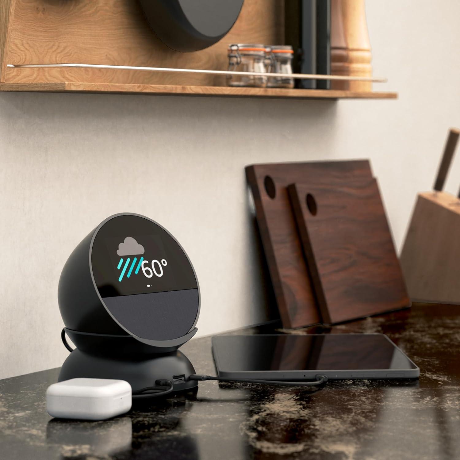 Made for Amazon Stand with USB-C and USB-A Charging Ports for Echo Spot (2024 Release)