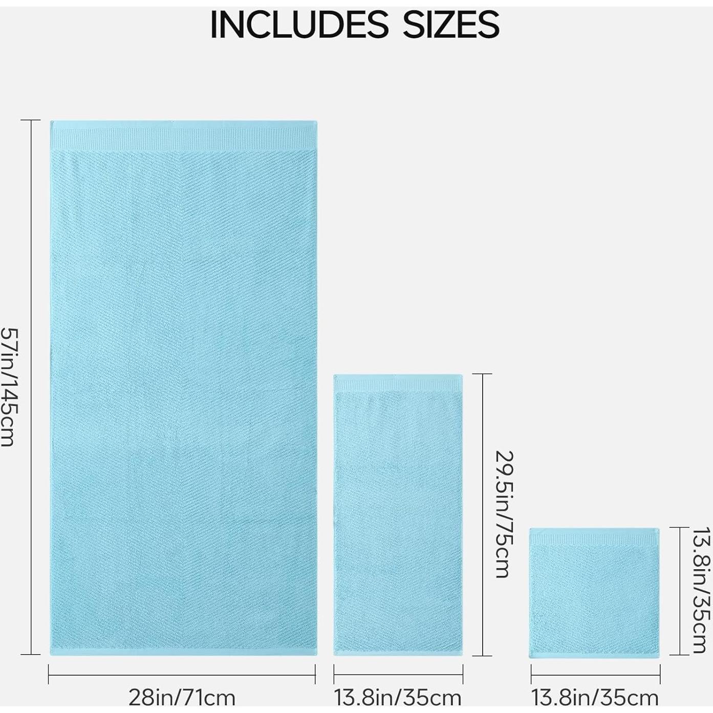 Juego de Toallas Premium REDKISS 8 Piezas 100% Algodón Azul