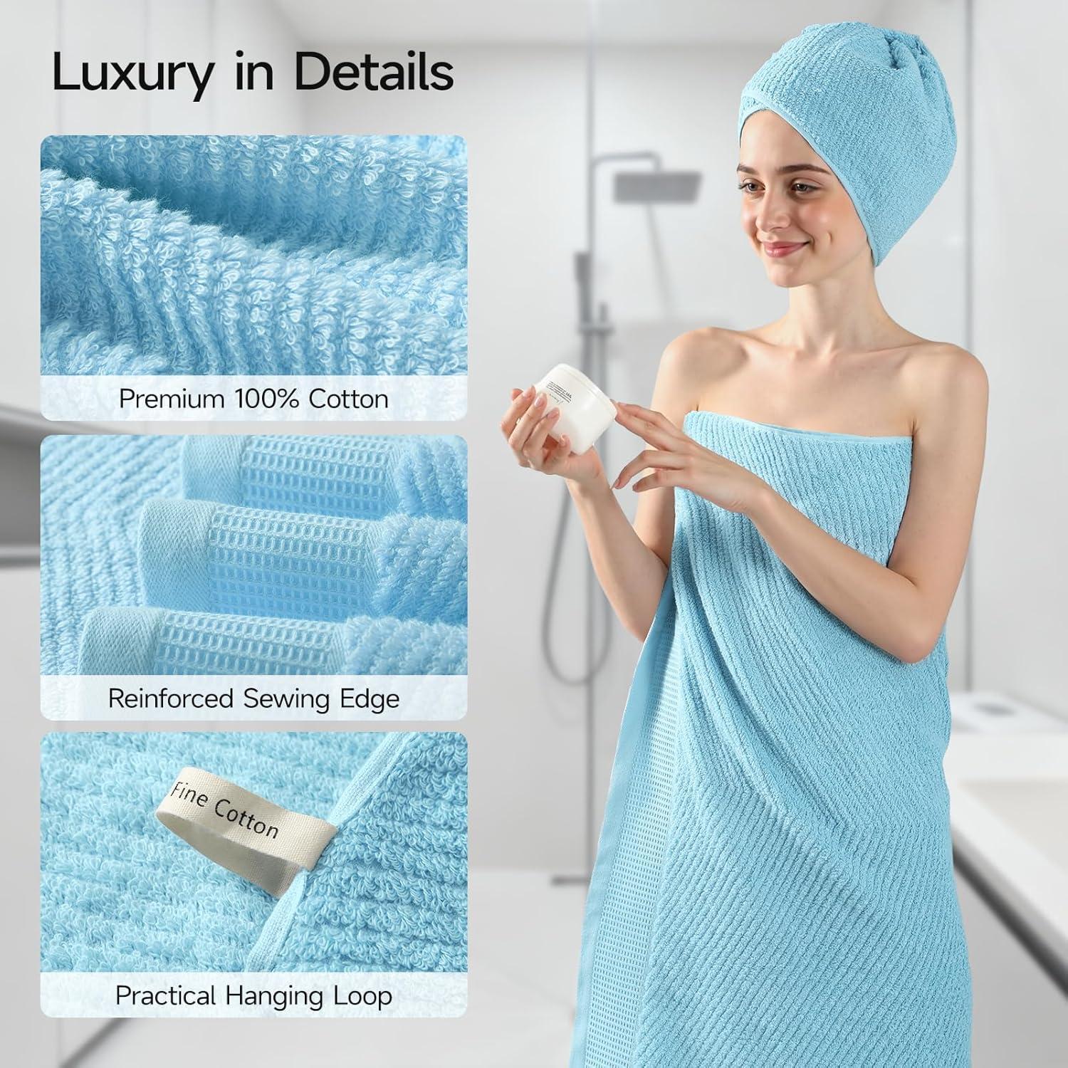 Juego de Toallas Premium REDKISS 8 Piezas 100% Algodón Azul