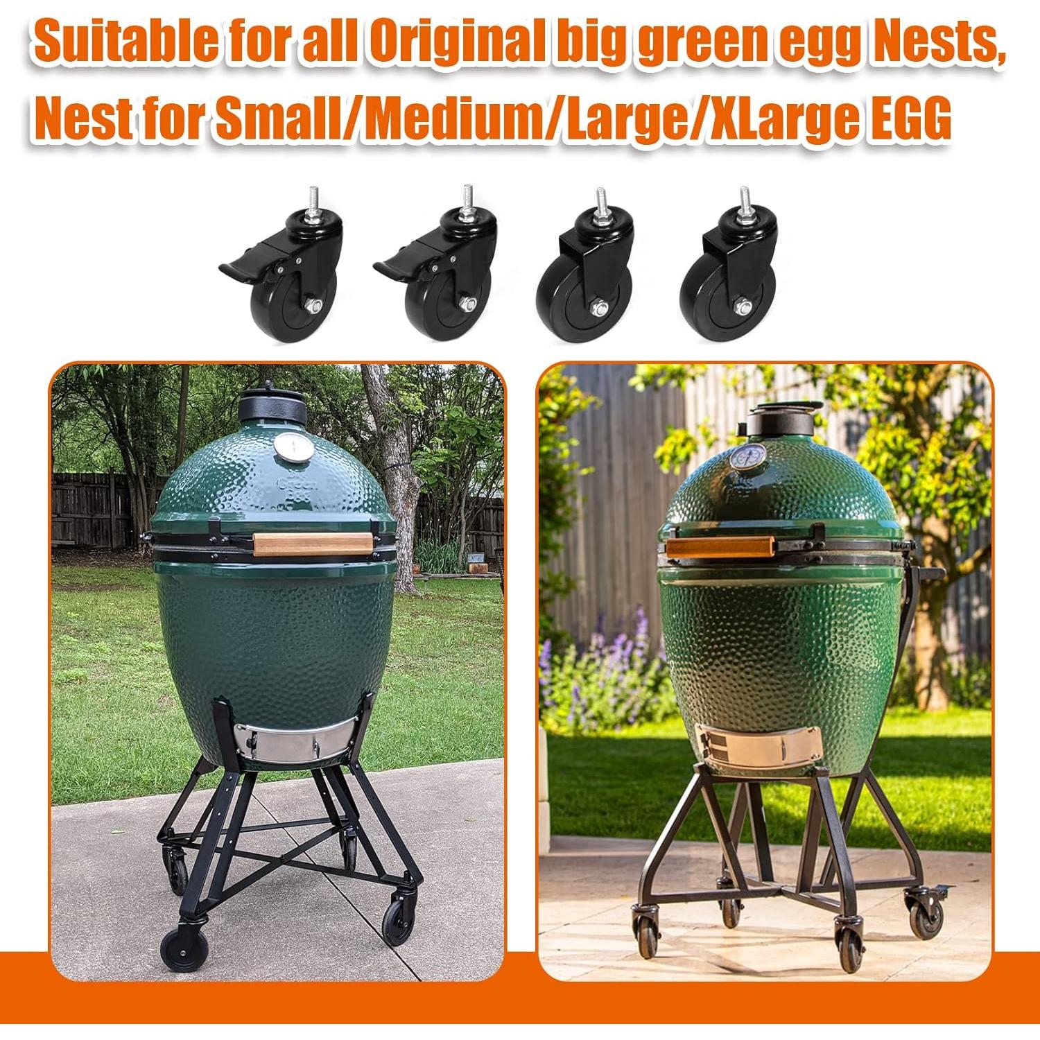 Caster Wheels 4 Inch Locking Stem Casters,Swivel Stem Casters Suitable for Original Big Size Green Egg Rolling Cart Mute Threaded Stem Casters Set of 4 Heavy Duty Castors Black