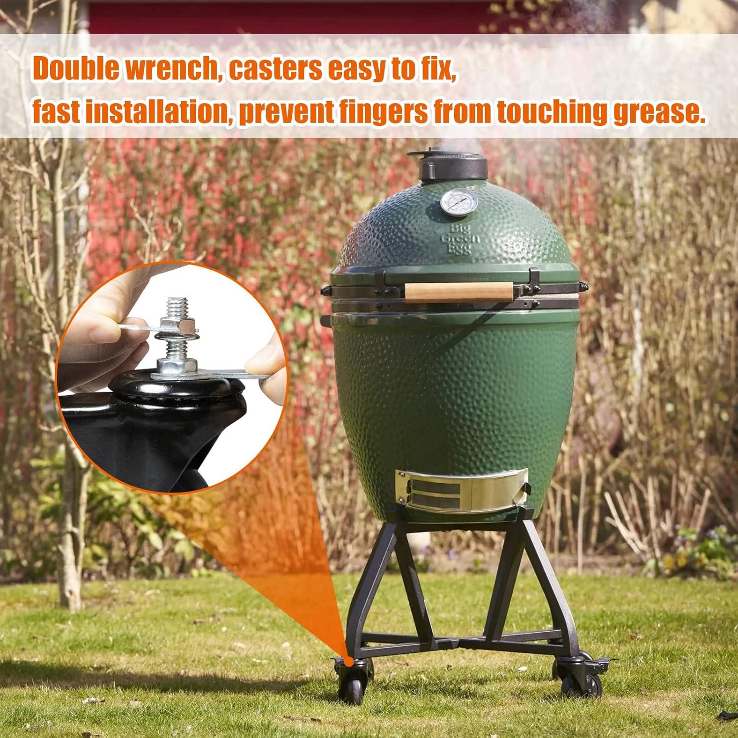 Caster Wheels 4 Inch Locking Stem Casters,Swivel Stem Casters Suitable for Original Big Size Green Egg Rolling Cart Mute Threaded Stem Casters Set of 4 Heavy Duty Castors Black