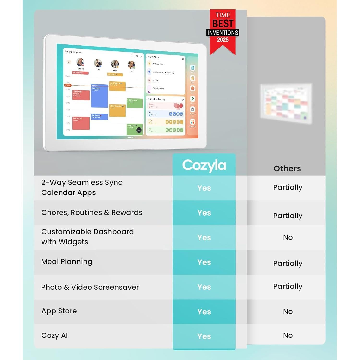 Calendario Digital Cozyla+ 15.6" Pantalla Táctil Blanco