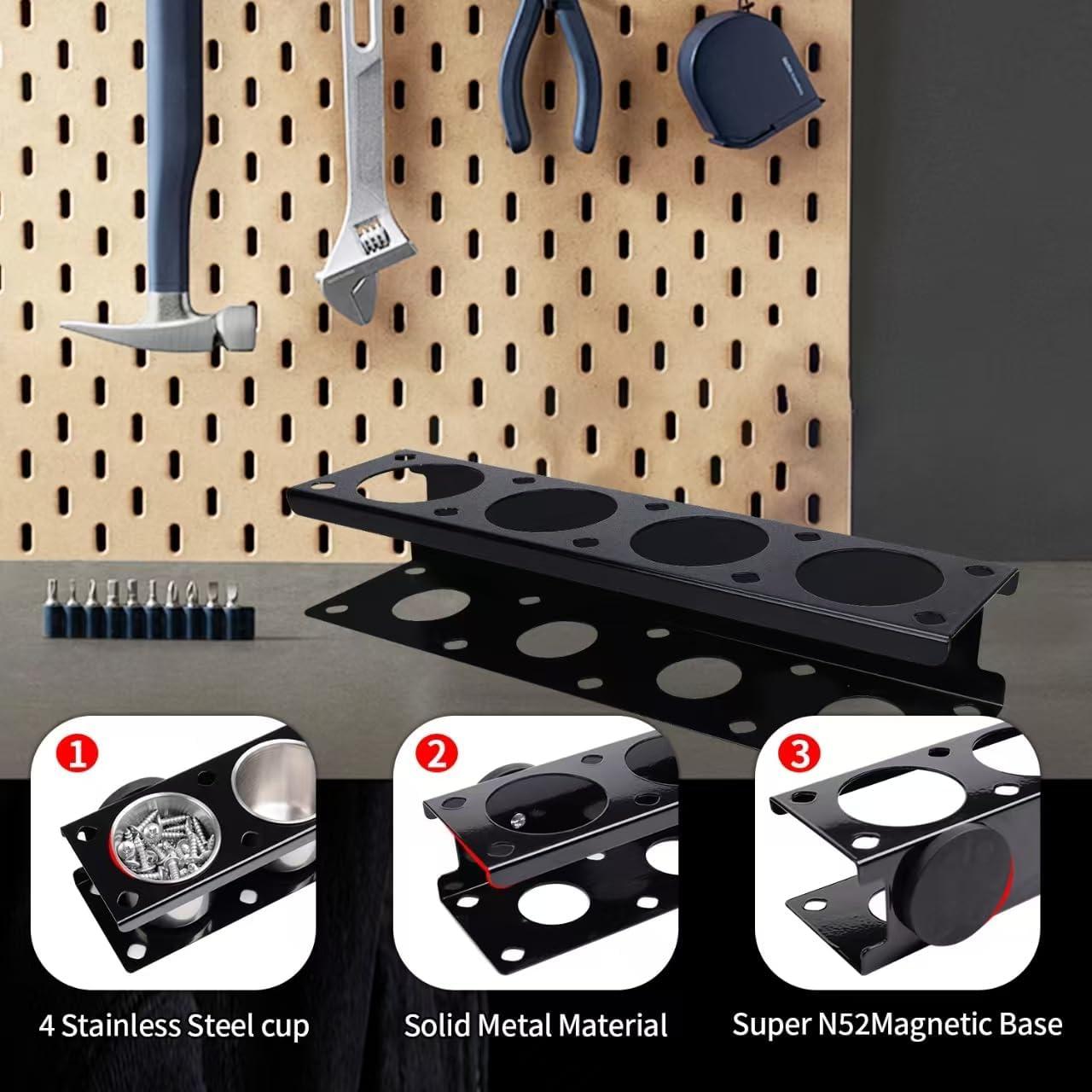 Organizador Magnético de Herramientas EKIORI 4 Tazas Acero Inoxidable