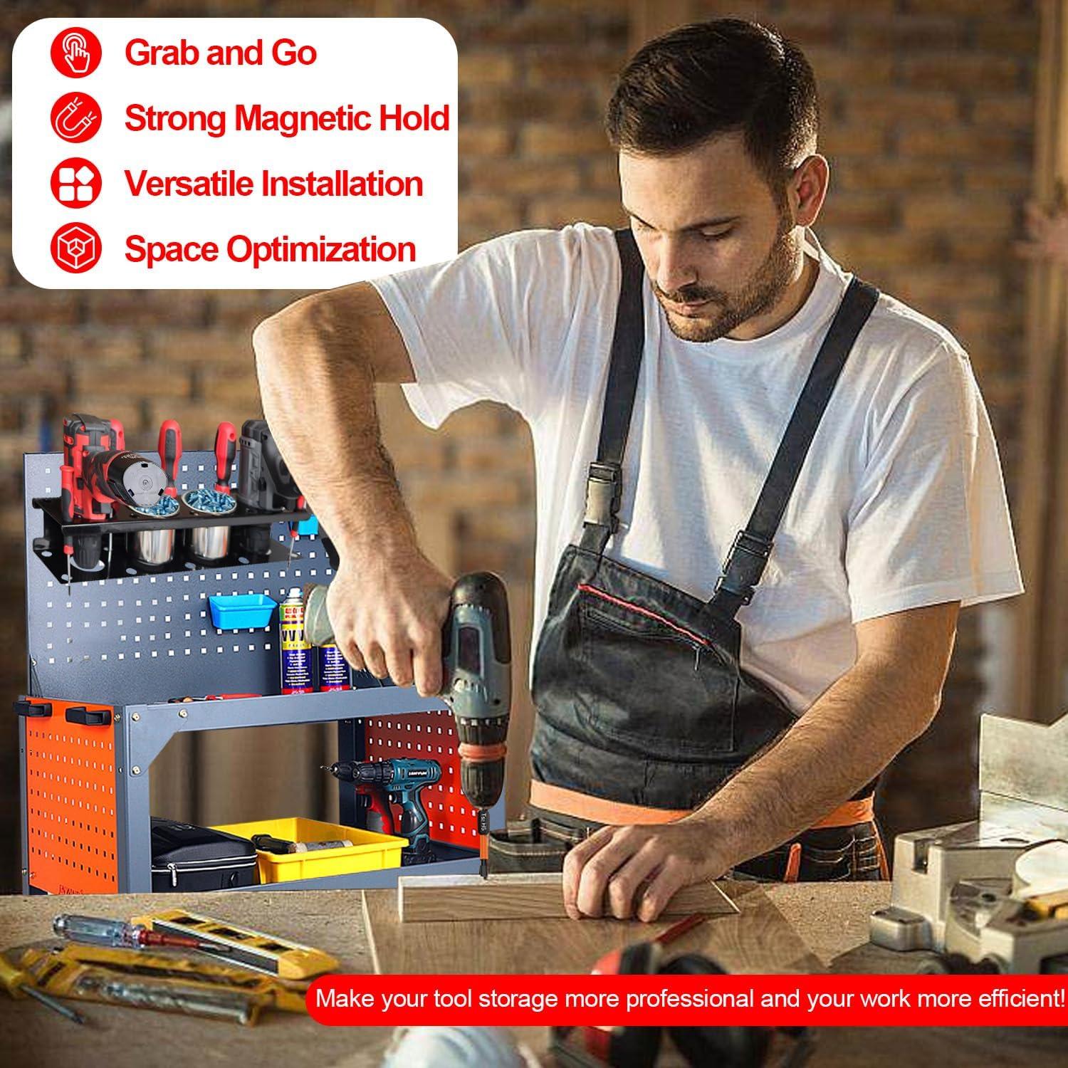 Organizador Magnético de Herramientas EKIORI 4 Tazas Acero Inoxidable