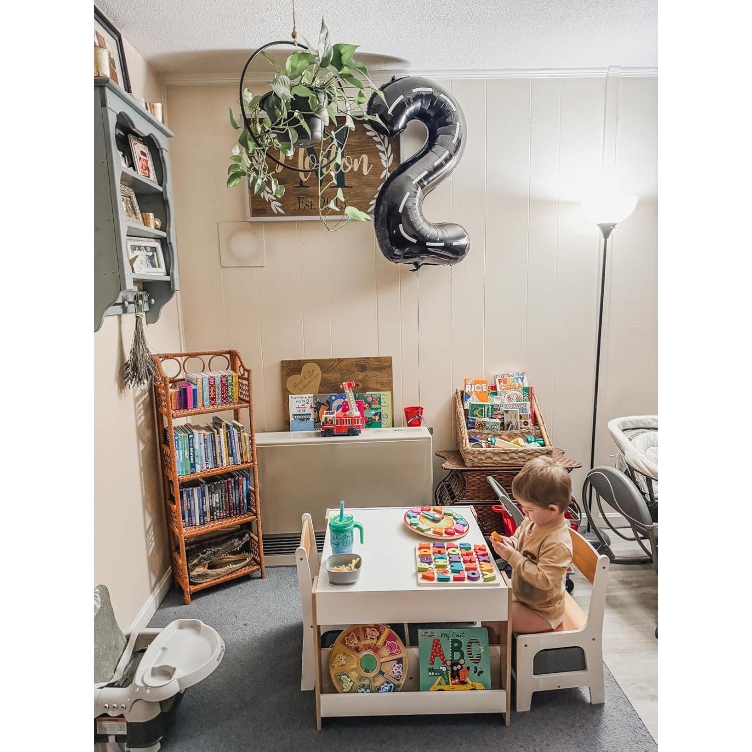 Conjunto de Mesa y Sillas para Niños Asweets 4 en 1 Blanco Natural