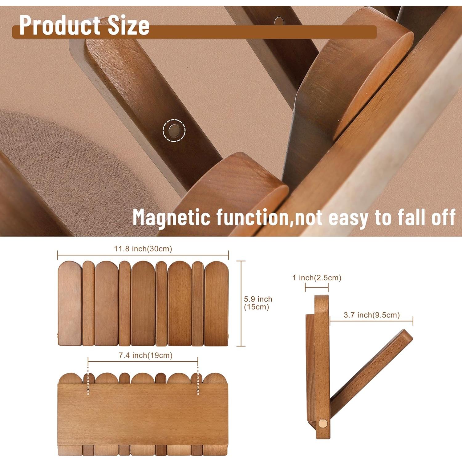 Perchero de Madera KYIAANY 4 Ganchos Pared 30x15 cm