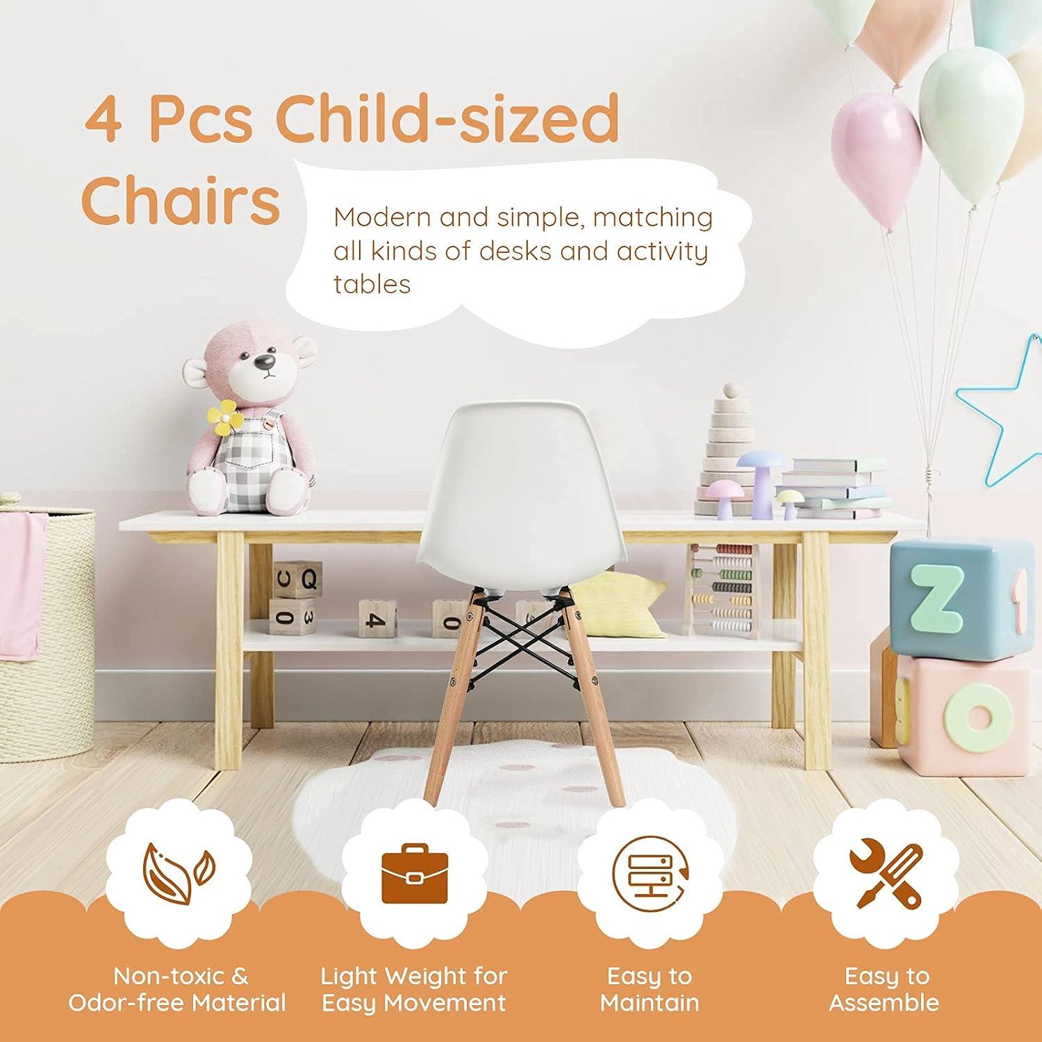 Silla para Niños Costzon Mini DSW 4 Pcs Blanca Ergonómica