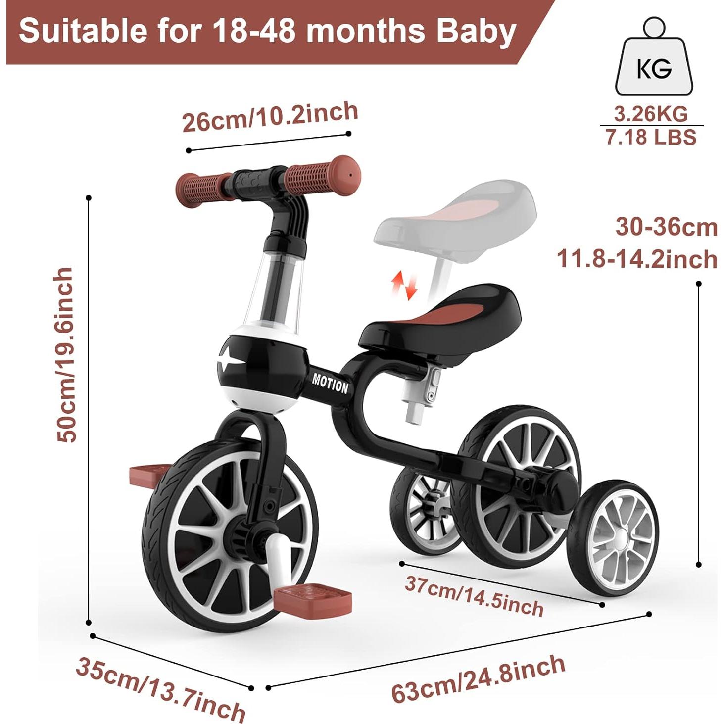 Triciclo Infantil XIAPIA UU para Niños 2-4 Años Ajustable