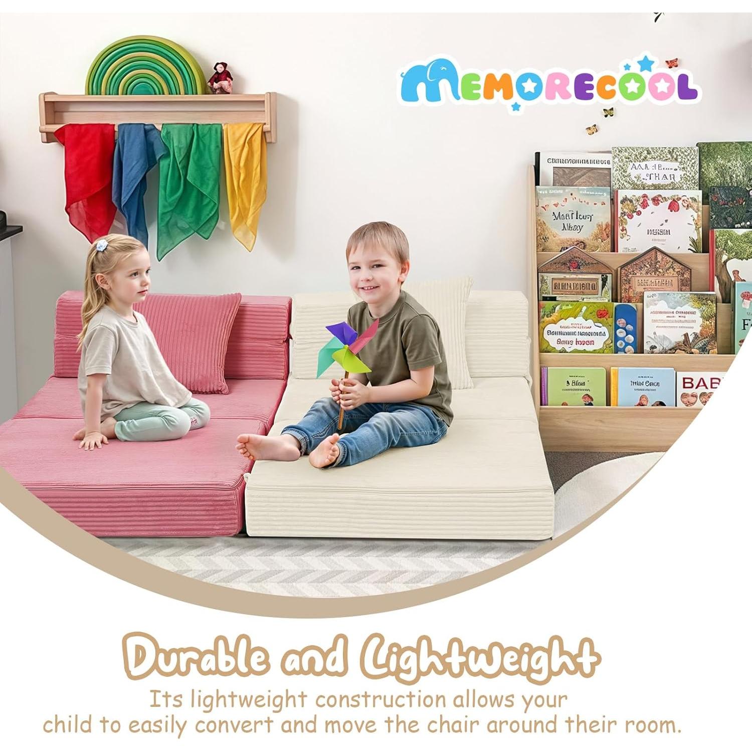 Sofá Plegable MeMoreCool para Niños Futón Beige 160x66cm