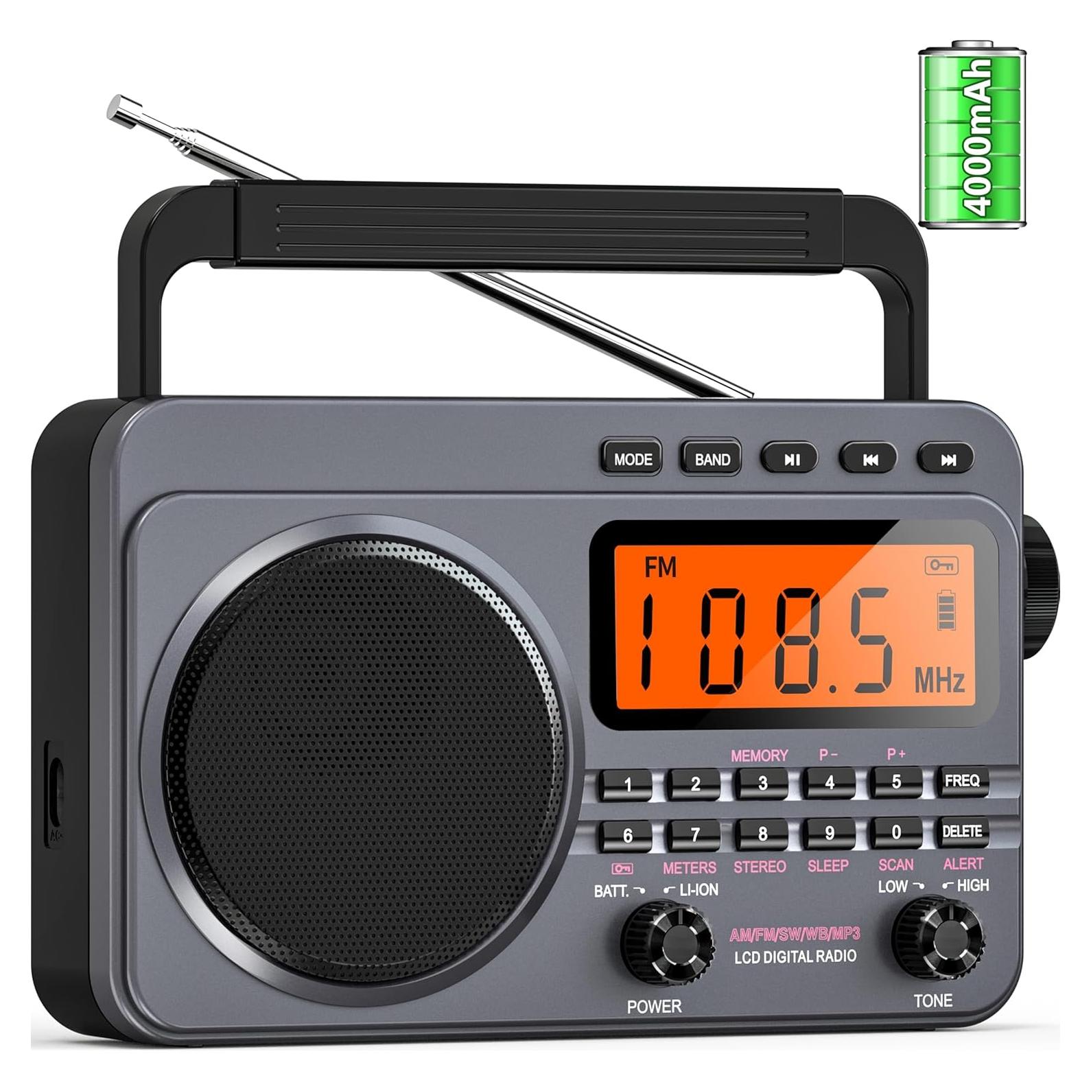 Radio Portátil AM/FM/SW Sunoony con Alerta NOAA 4000mAh