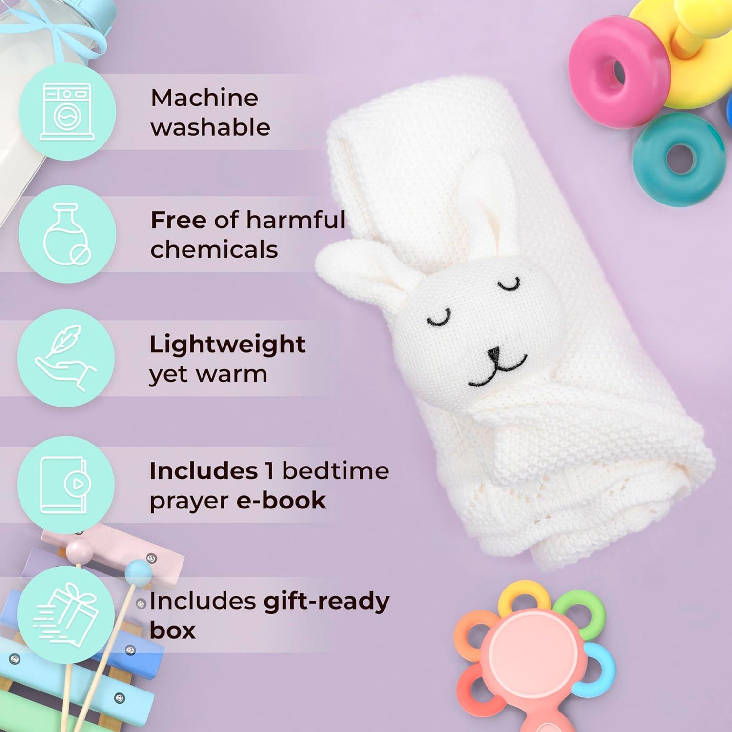 Manta Lovey Bordada para Bebé Tranquil Kiddo 76x102 cm Algodón Orgánico