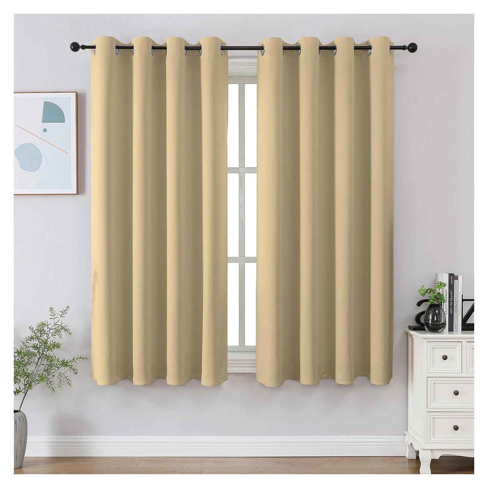 Cortinas Beige Blackout CUCRAF 132x114 cm 2 Paneles Aislantes