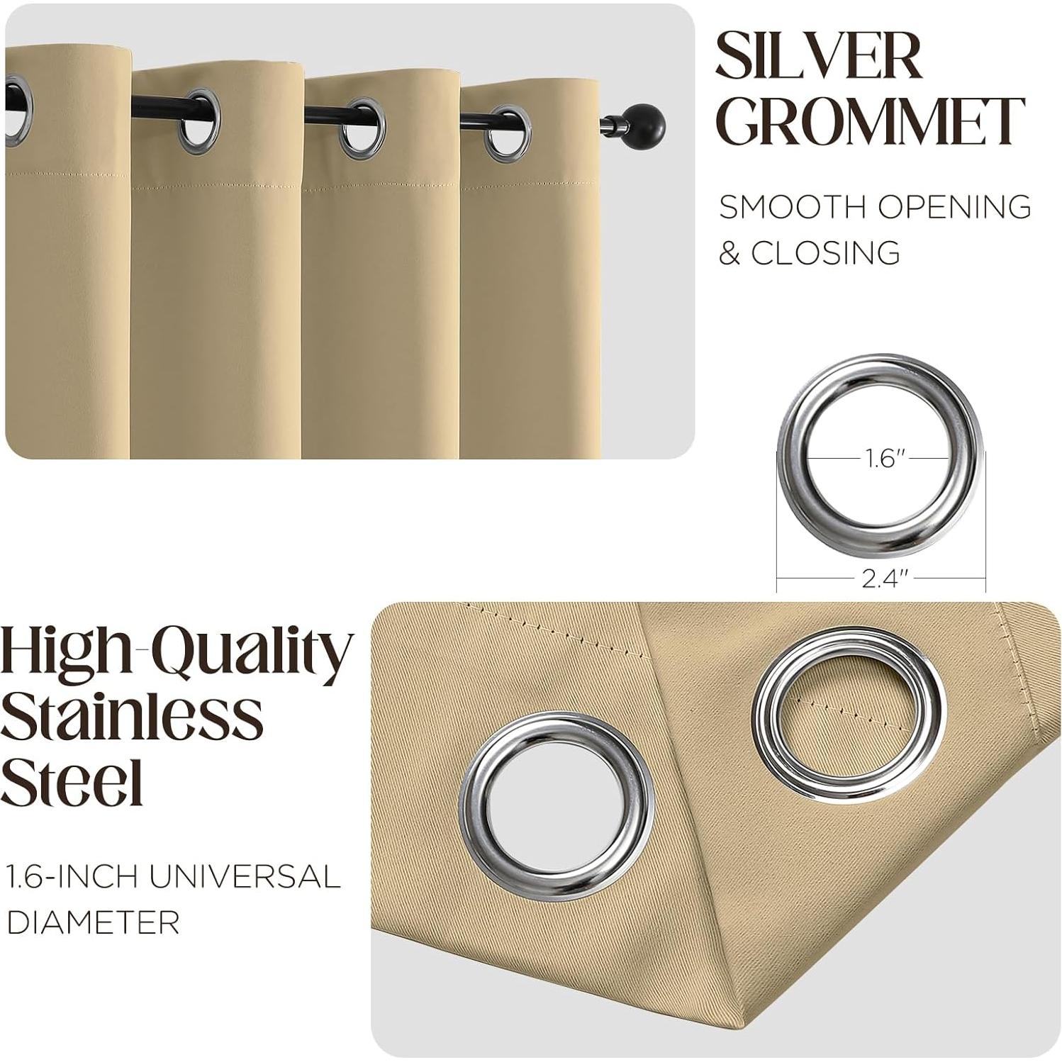 Cortinas Beige Blackout CUCRAF 132x114 cm 2 Paneles Aislantes