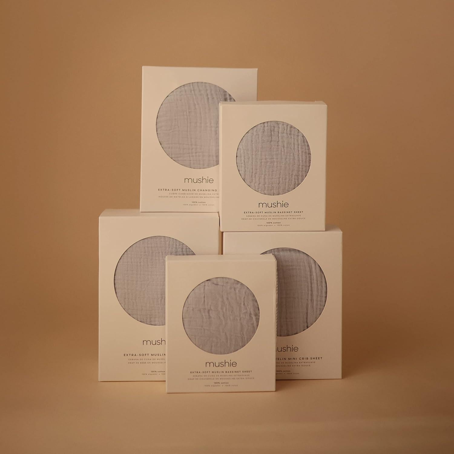 Sábana Ajustable Muselina 100% Algodón Mushie Cuna Mini Azul