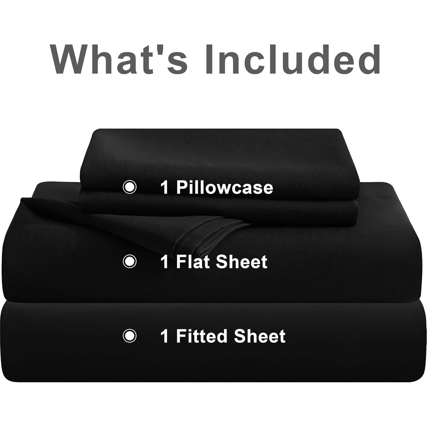Juego de Sábanas Individual Organictune 3 Piezas Rayón Bambú Negro