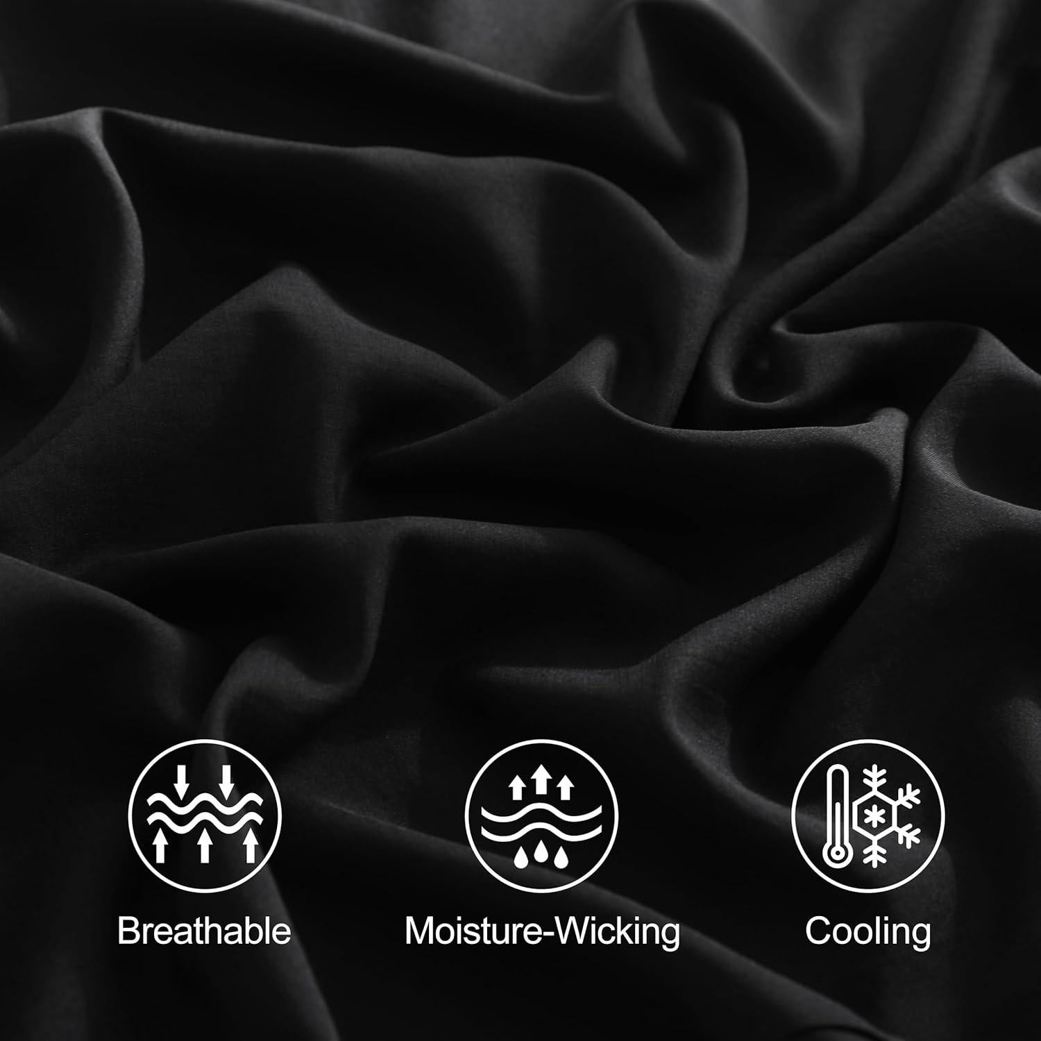 Juego de Sábanas Individual Organictune 3 Piezas Rayón Bambú Negro