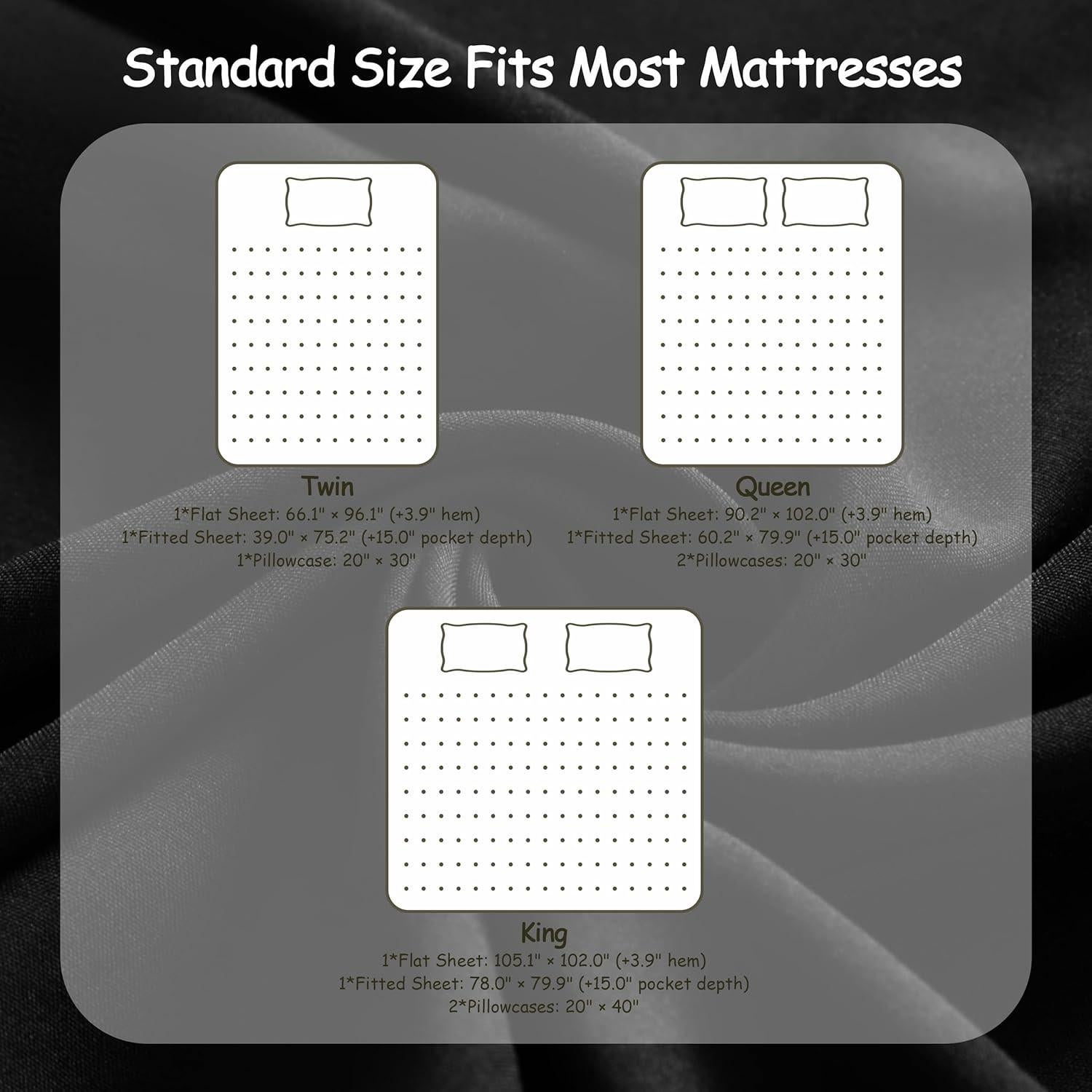 Juego de Sábanas Individual Organictune 3 Piezas Rayón Bambú Negro