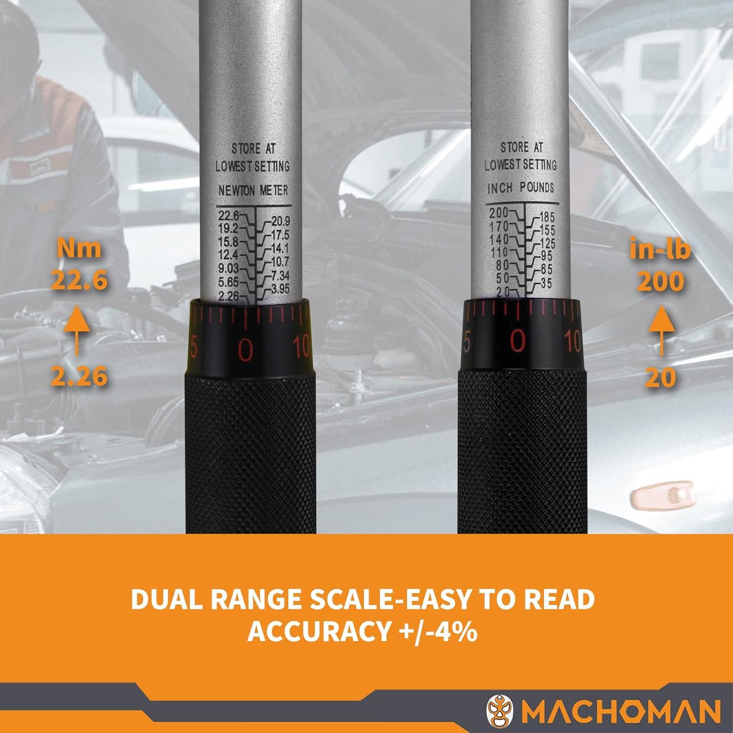 Juego de Llave de Torque Mecánico MACHOMAN TQW203 20-200 Nm