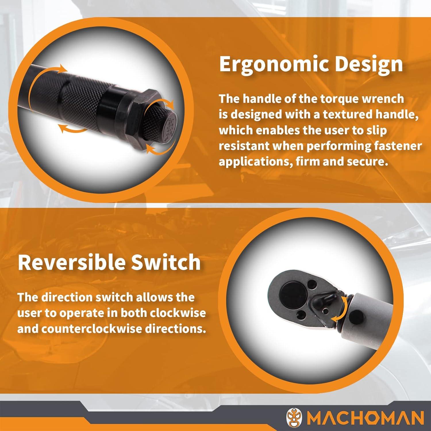 Juego de Llave de Torque Mecánico MACHOMAN TQW203 20-200 Nm