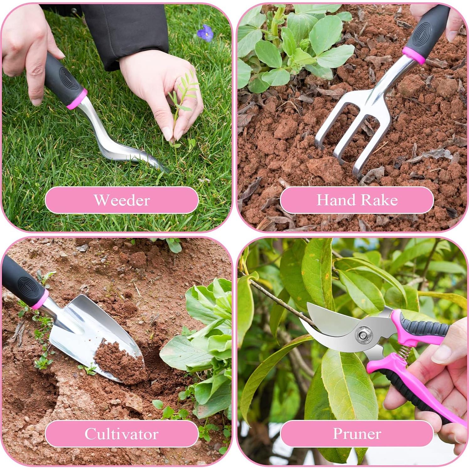 Juego de Herramientas de Jardinería Rosa HLWDFLZ 24 Piezas