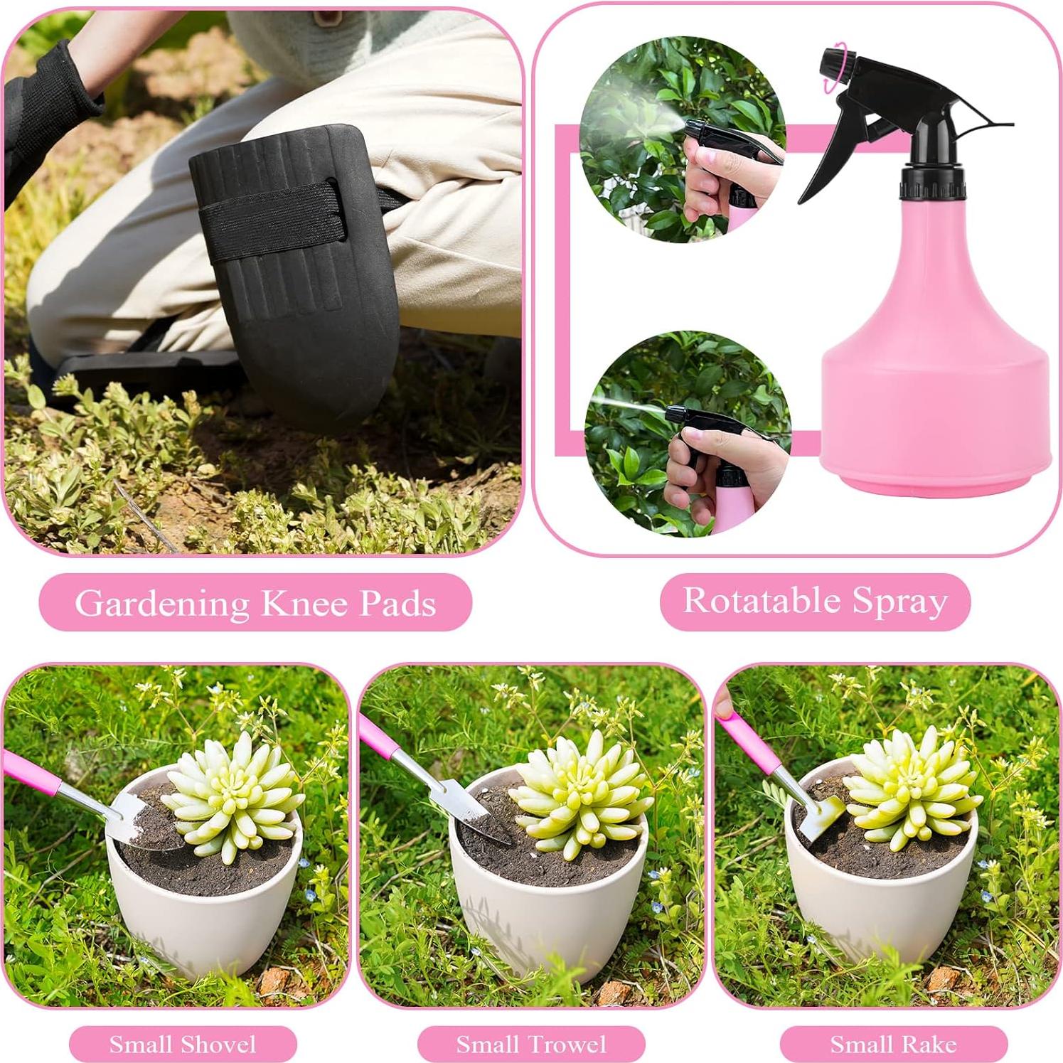 Juego de Herramientas de Jardinería Rosa HLWDFLZ 24 Piezas