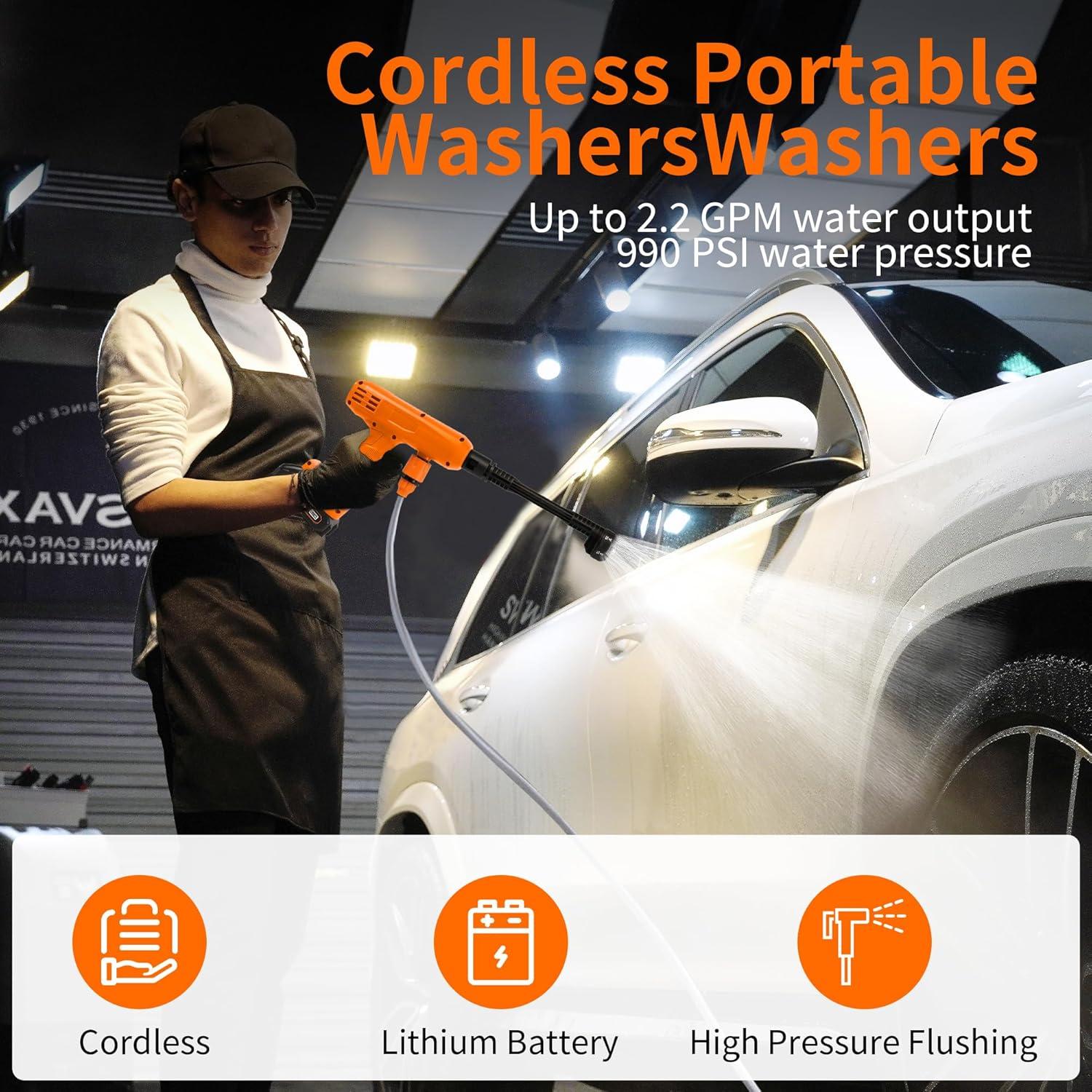 Lavadora a Presión Inalámbrica VLAIAN 1200PSI 4Ah 6 en 1