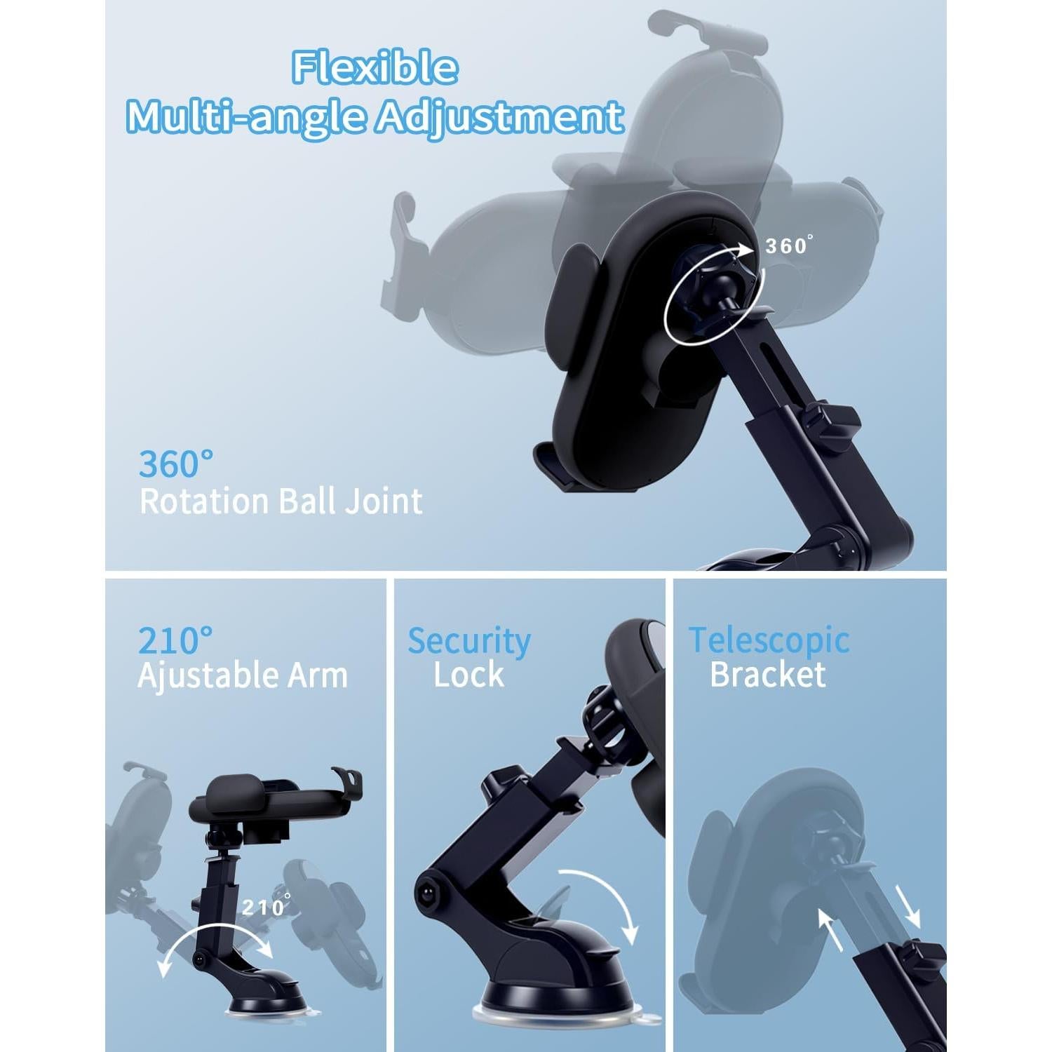 Cargador Inalámbrico para Auto Aendern 15W con Soporte 3 en 1