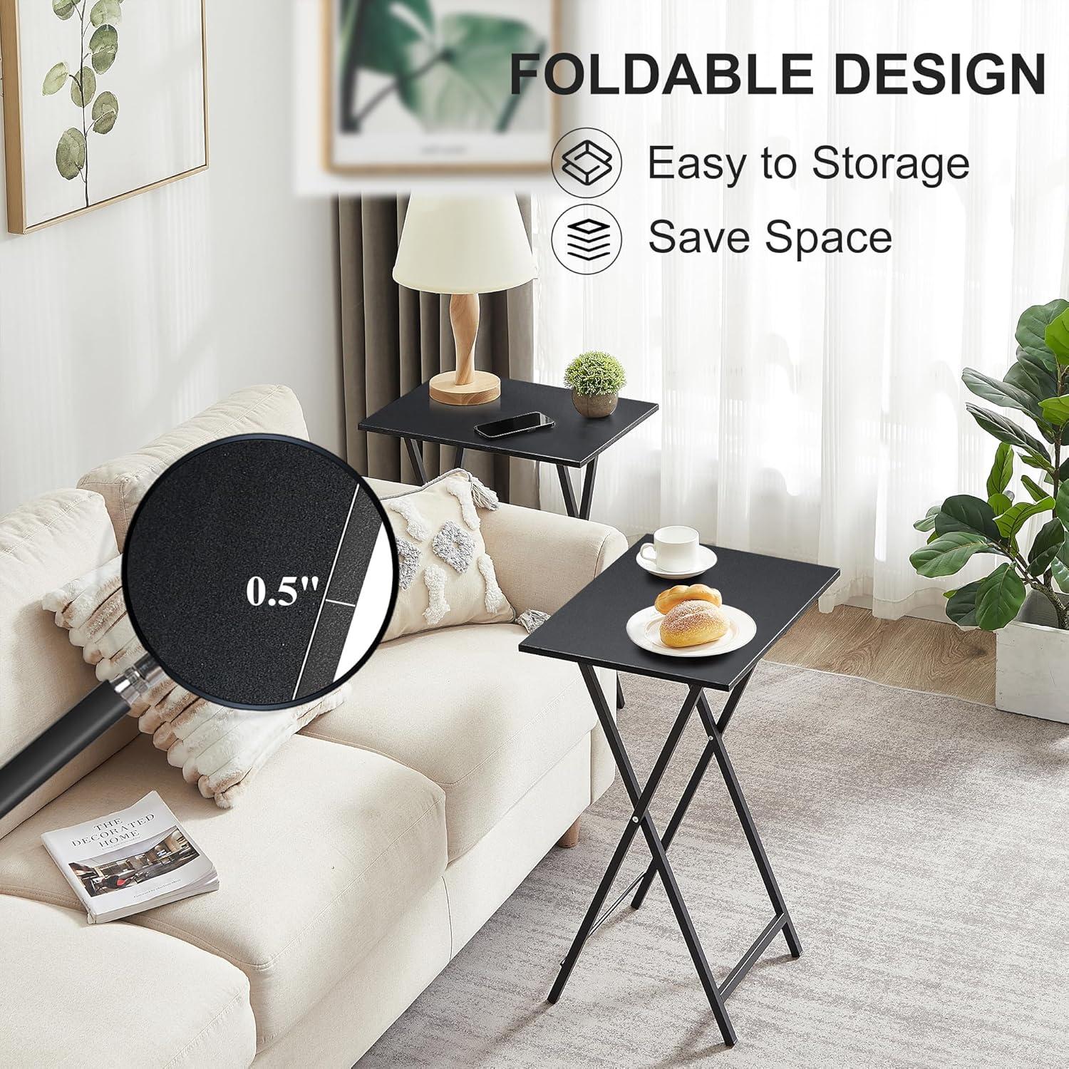 Bandeja de TV Plegable VECELO Set de 2 Negro con Soporte