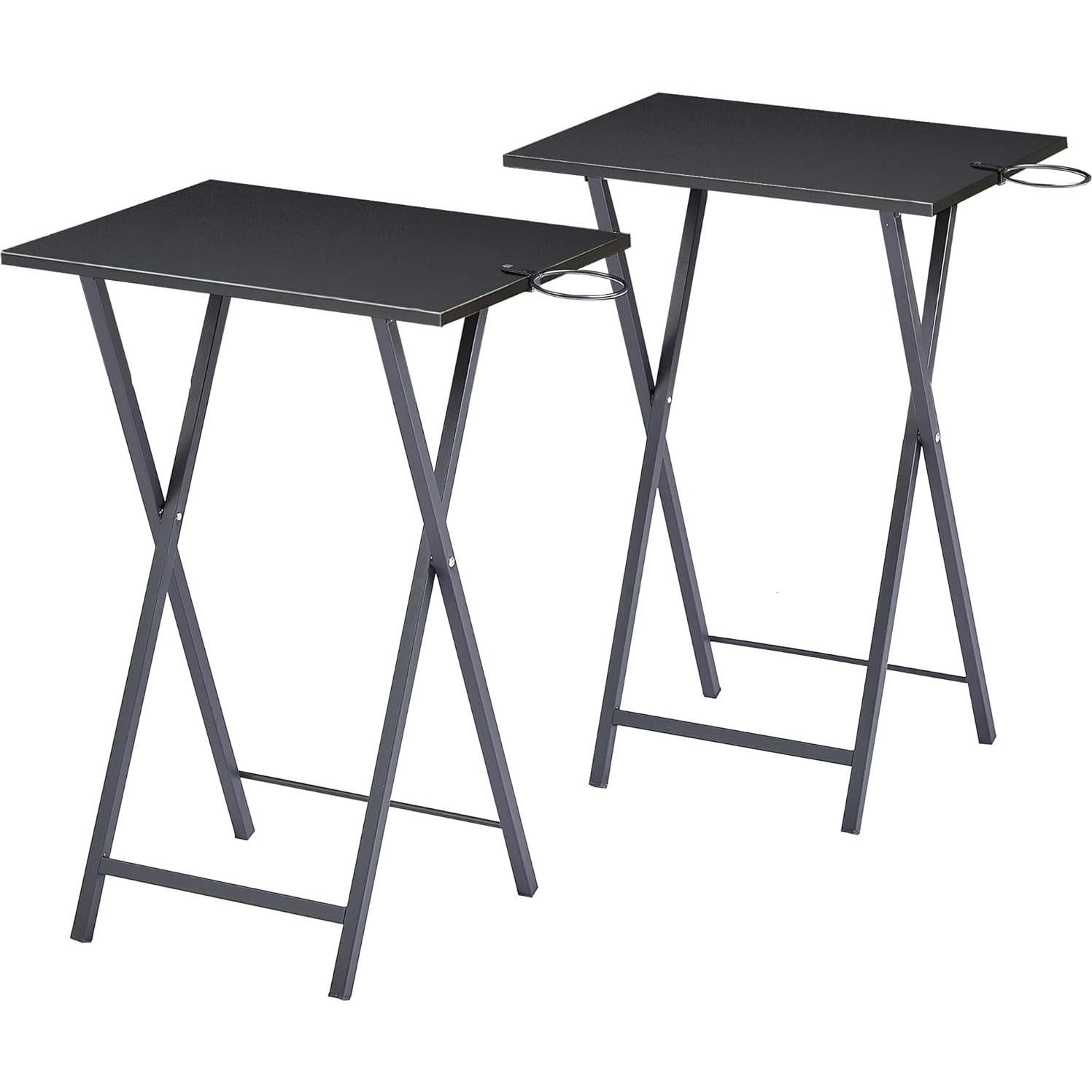 Bandeja de TV Plegable VECELO Set de 2 Negro con Soporte