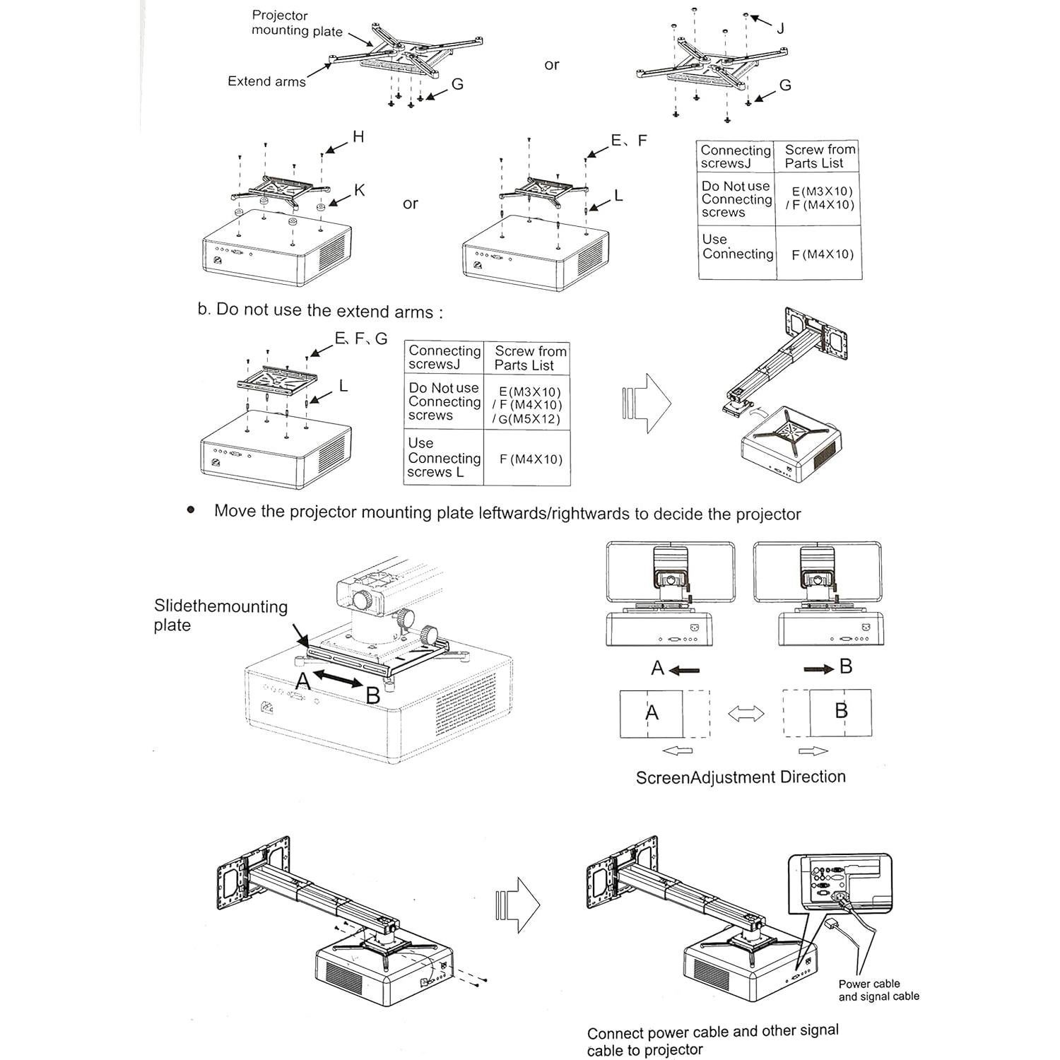 Soporte de Pared para Proyector N/C Telescópico Ajustable 9.98kg