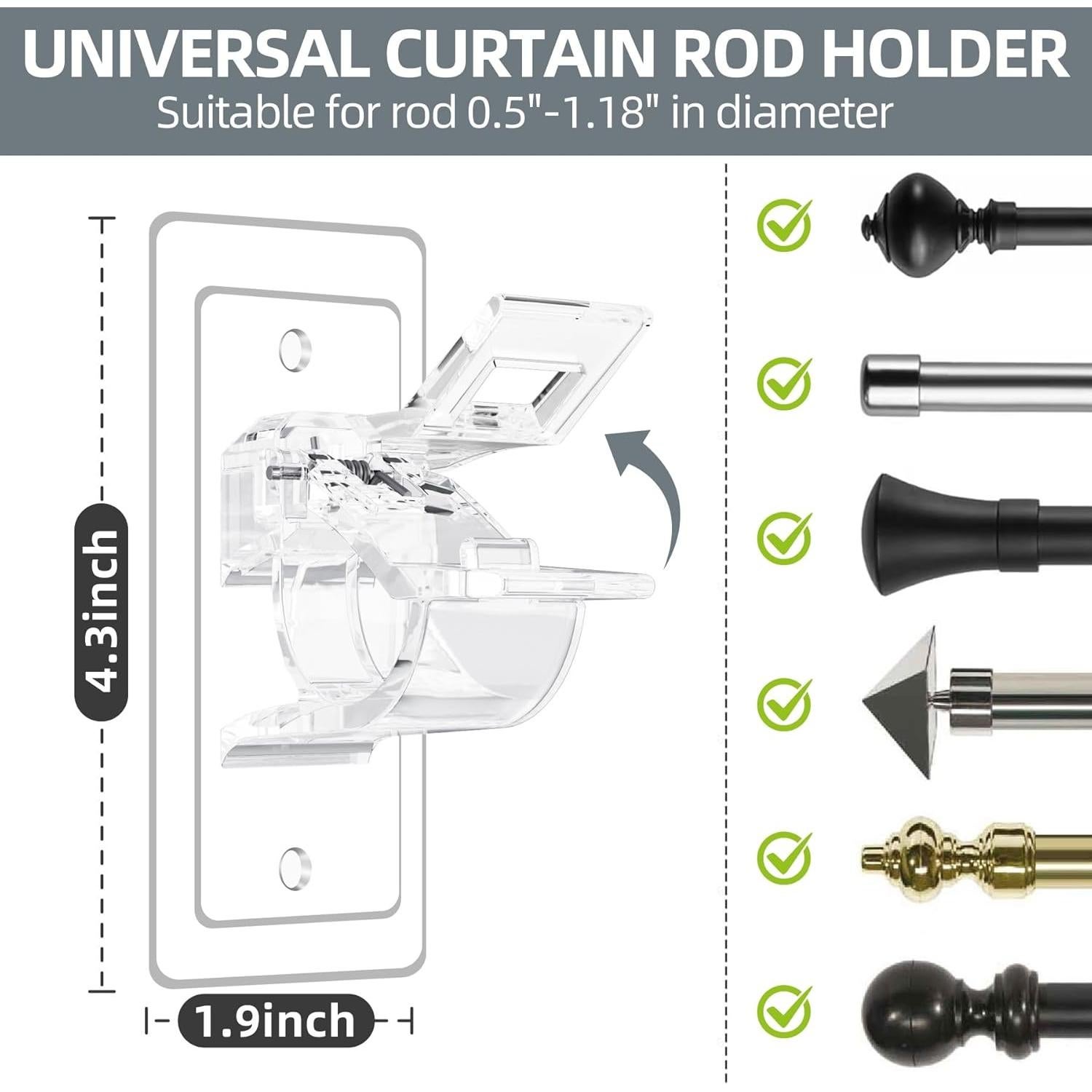 Soportes Adhesivos para Varillas de Cortina Goabroa - 8 Piezas