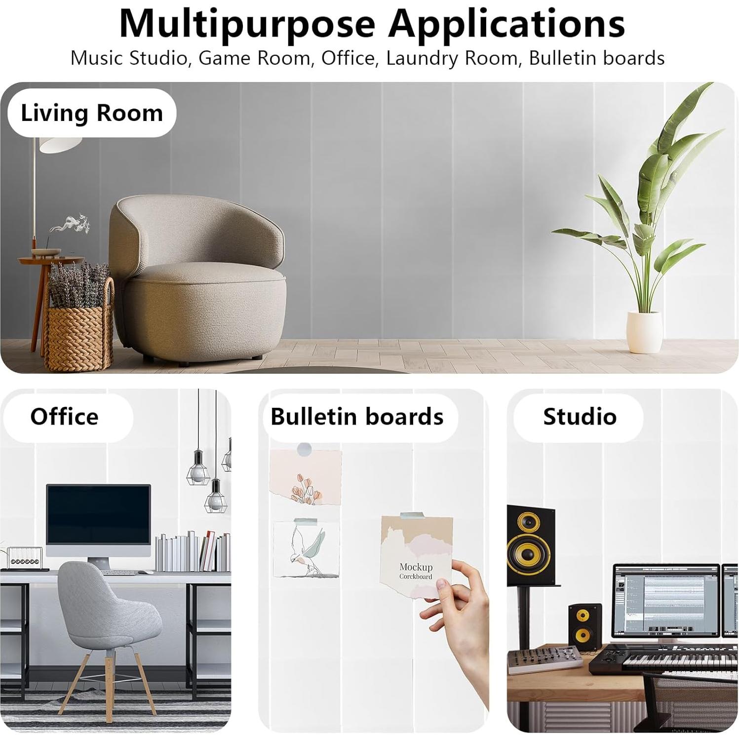 Paneles Acústicos Durbles - Aislamiento de Sonido 12 Piezas Blanco