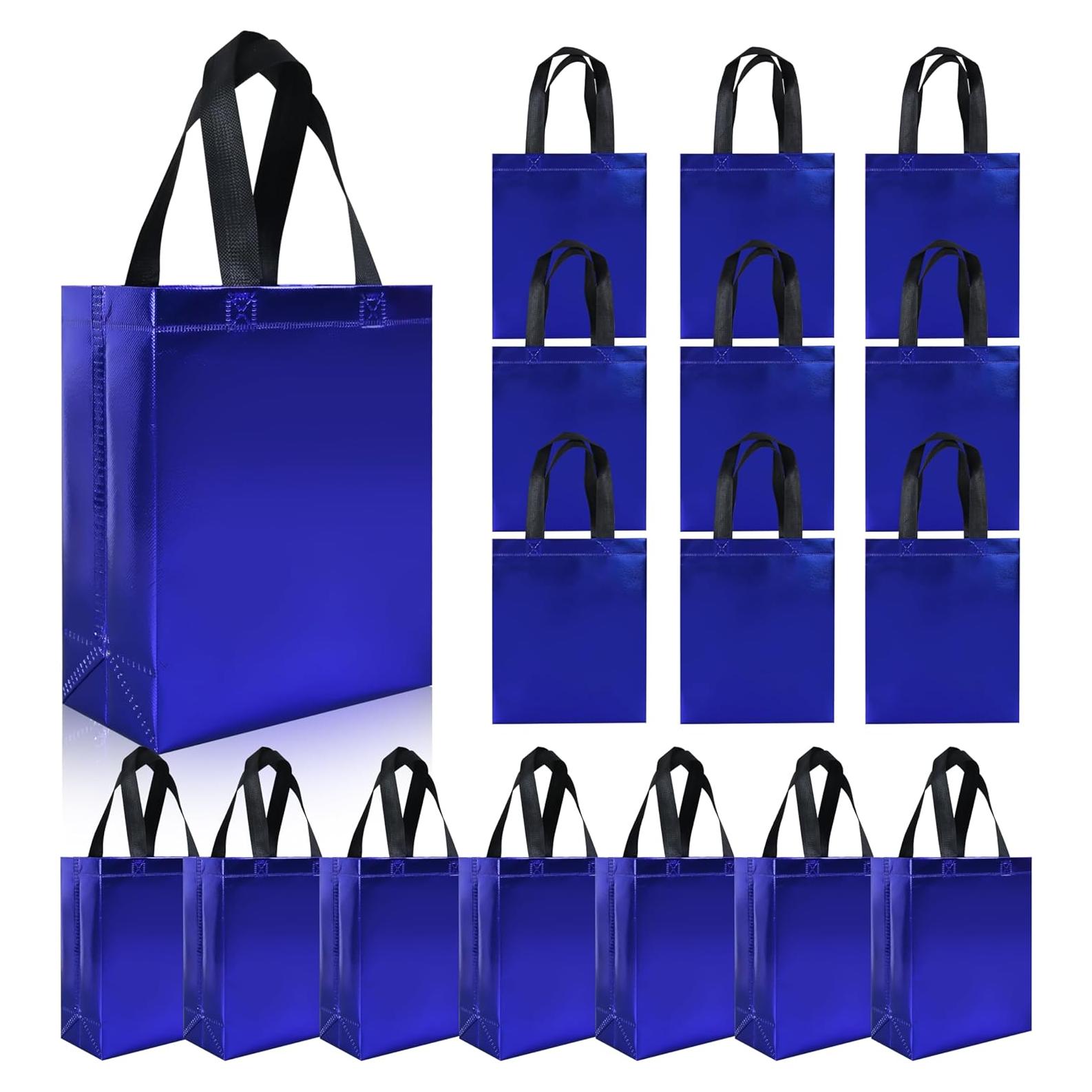 18 Bolsas de Regalo Pequeñas Brillantes Azules Cabzymx 20x10x25cm