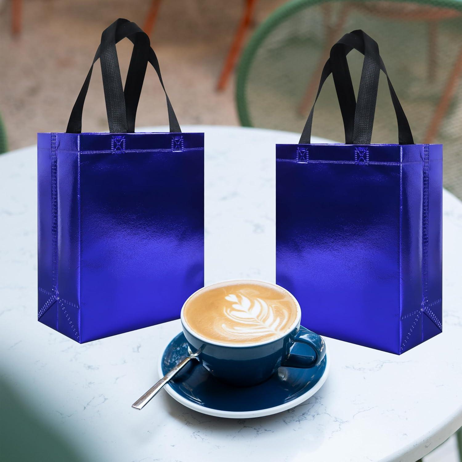 18 Bolsas de Regalo Pequeñas Brillantes Azules Cabzymx 20x10x25cm