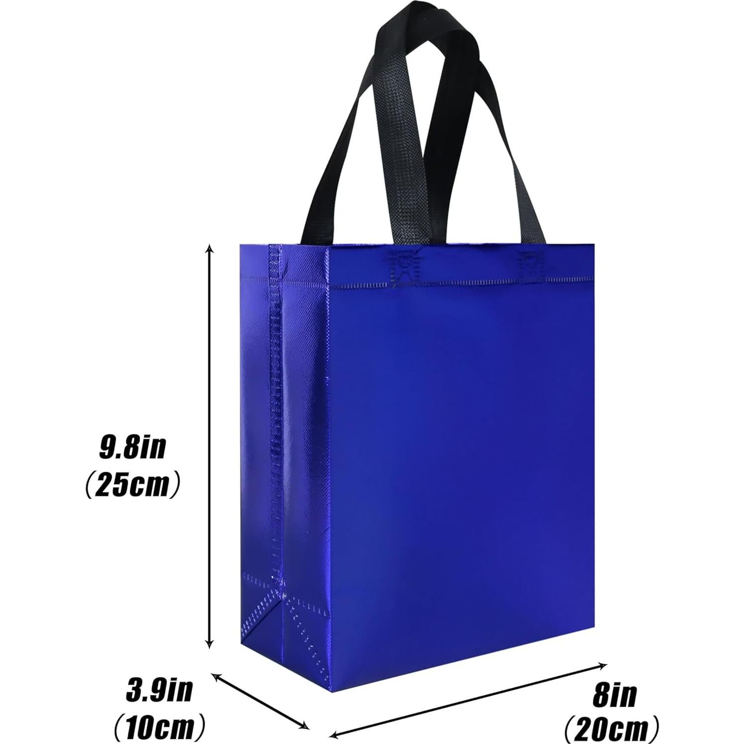 18 Bolsas de Regalo Pequeñas Brillantes Azules Cabzymx 20x10x25cm