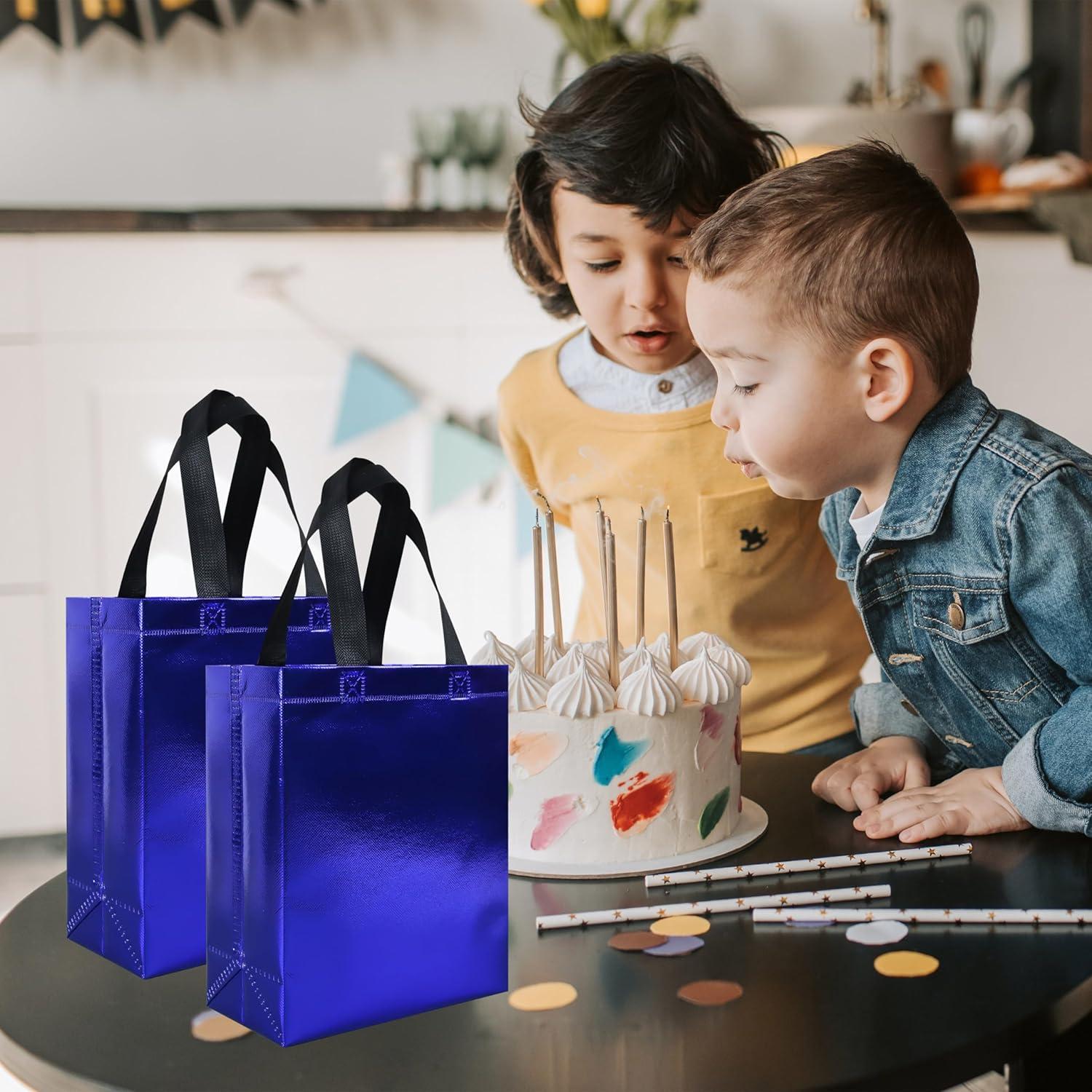 18 Bolsas de Regalo Pequeñas Brillantes Azules Cabzymx 20x10x25cm