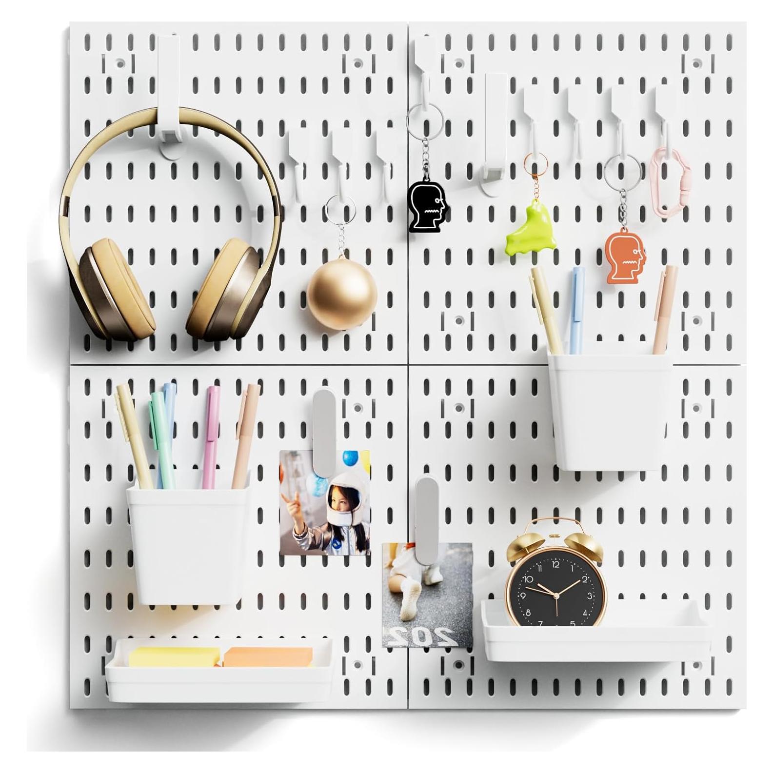 Organizador de Pared JEAWIWI 4 Piezas Tablero de Clavos Blanco