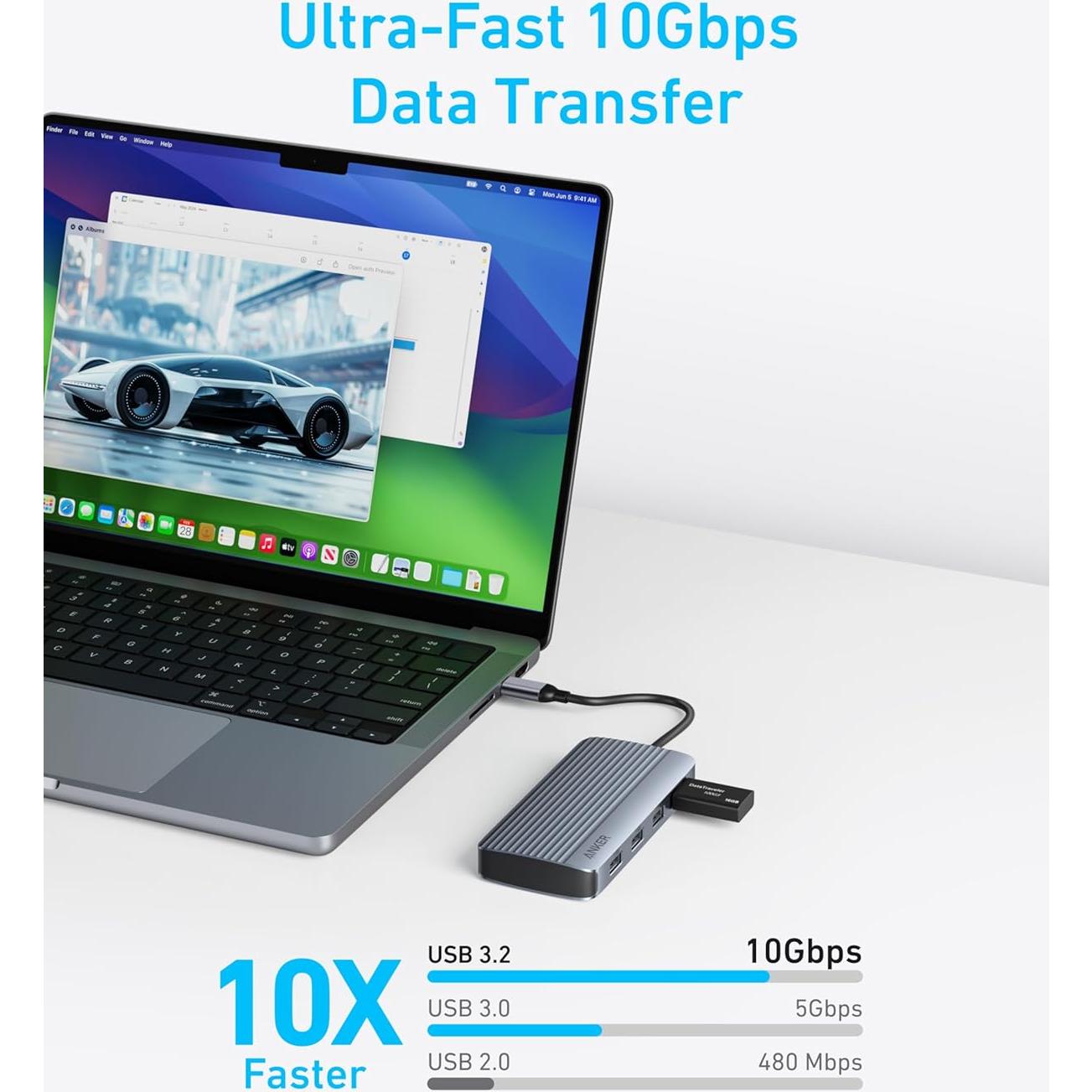 Hub USB-C Anker 7-en-1 Doble HDMI 100W 10Gbps