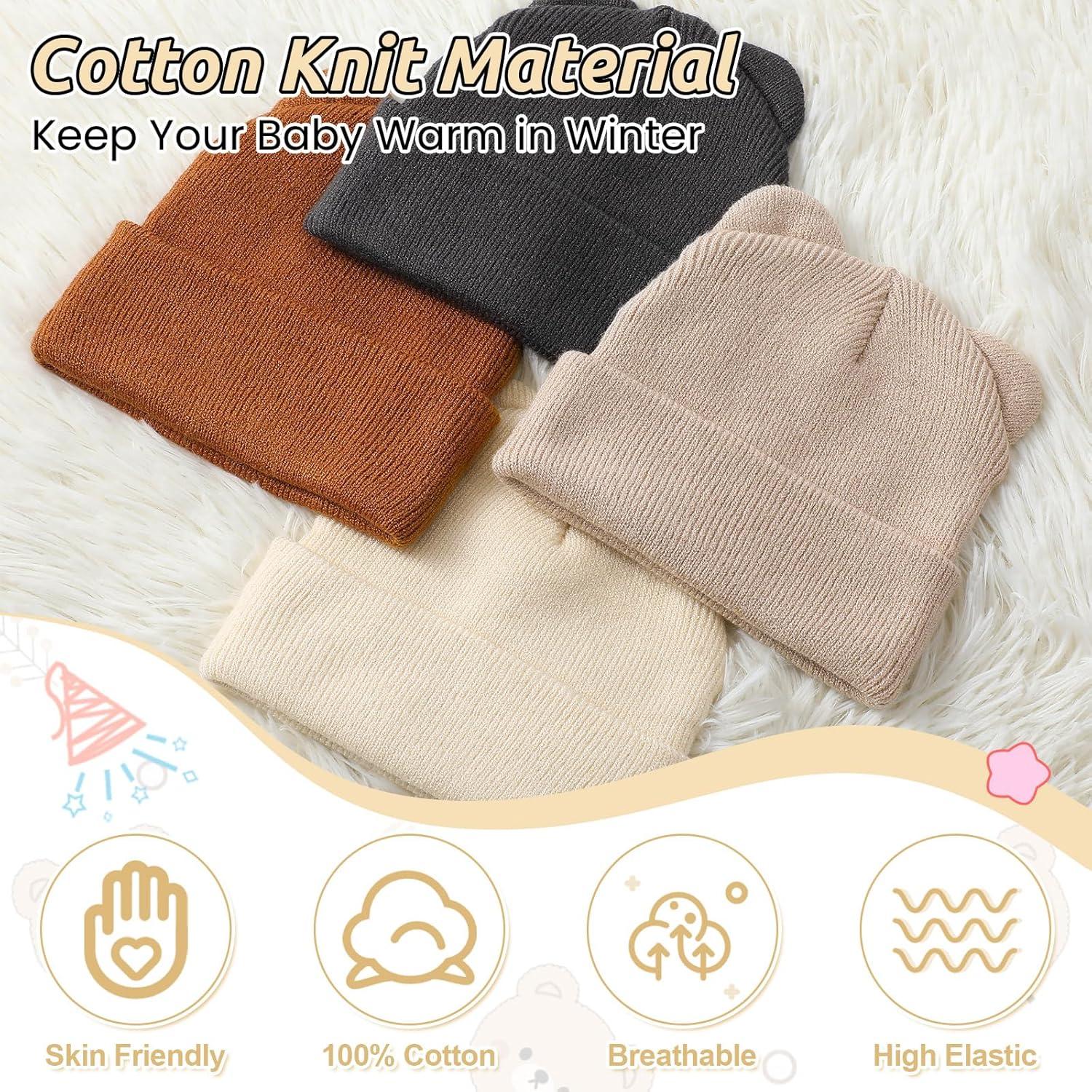 Gorros de Invierno Prematuros Jeyiour 4 Pcs Algodón Lazo