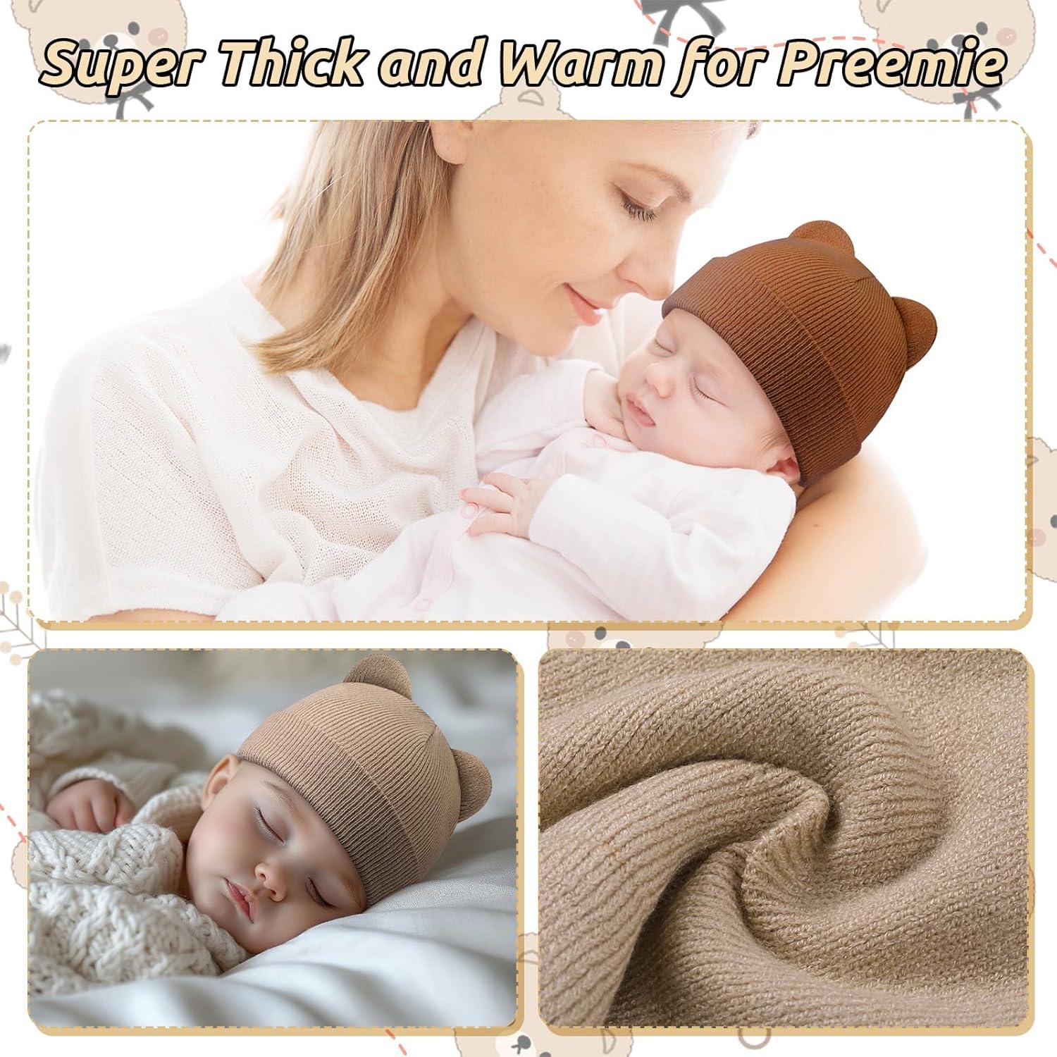 Gorros de Invierno Prematuros Jeyiour 4 Pcs Algodón Lazo