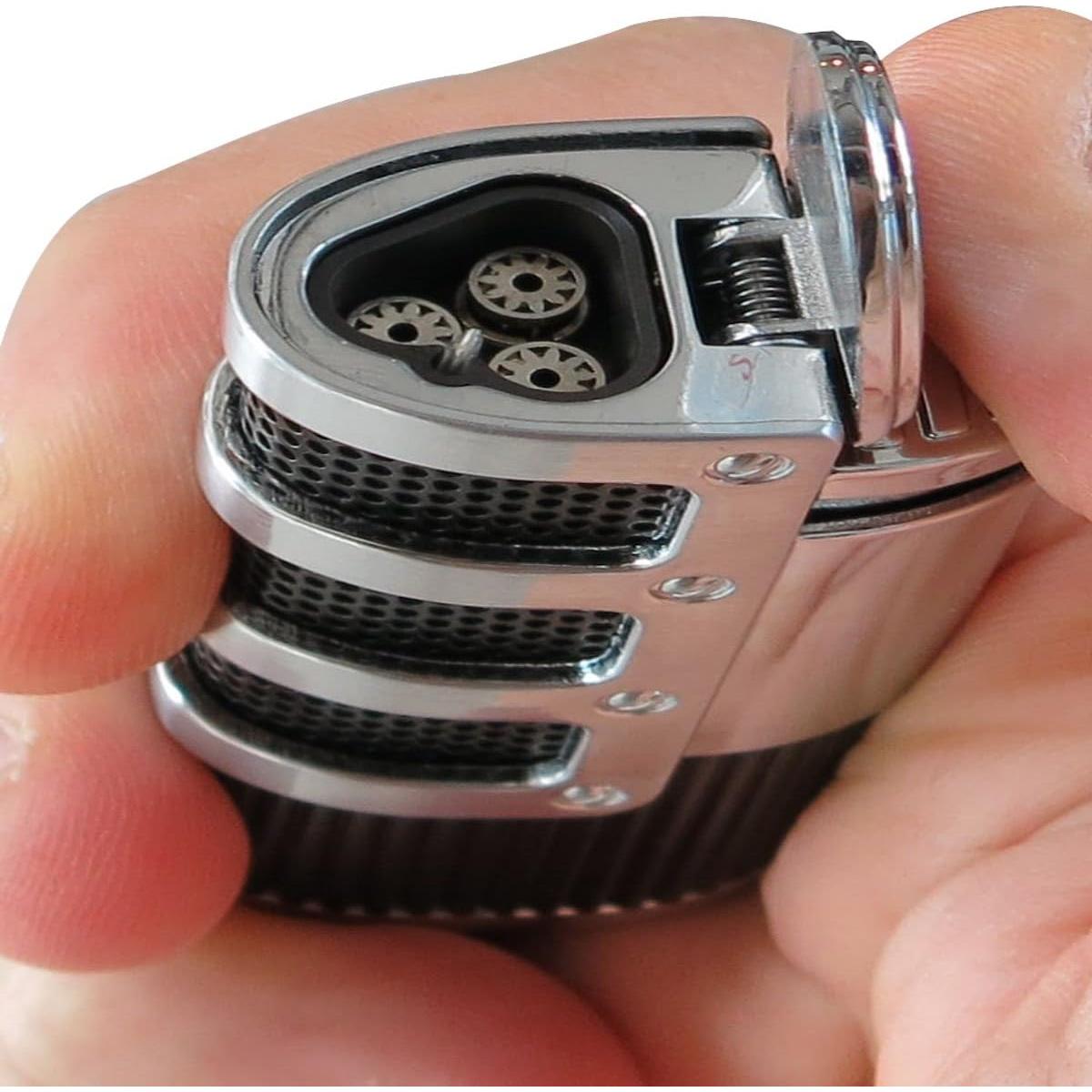 Encendedor Soplete Triple Prestige Supernova Cromo/Negro