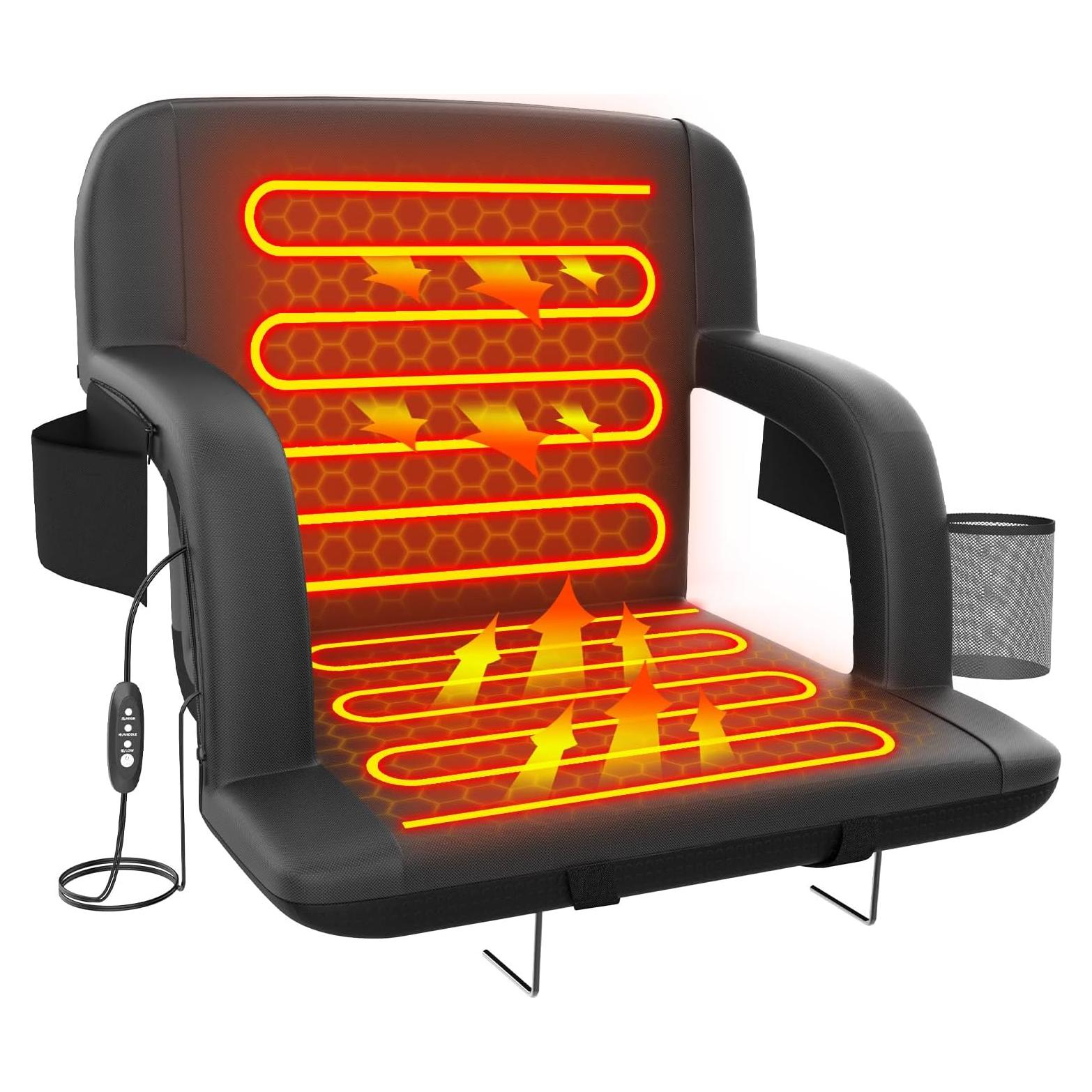 Asiento de Estadio Calentado Suteck HST-53.3cm Negro 5 Bolsillos