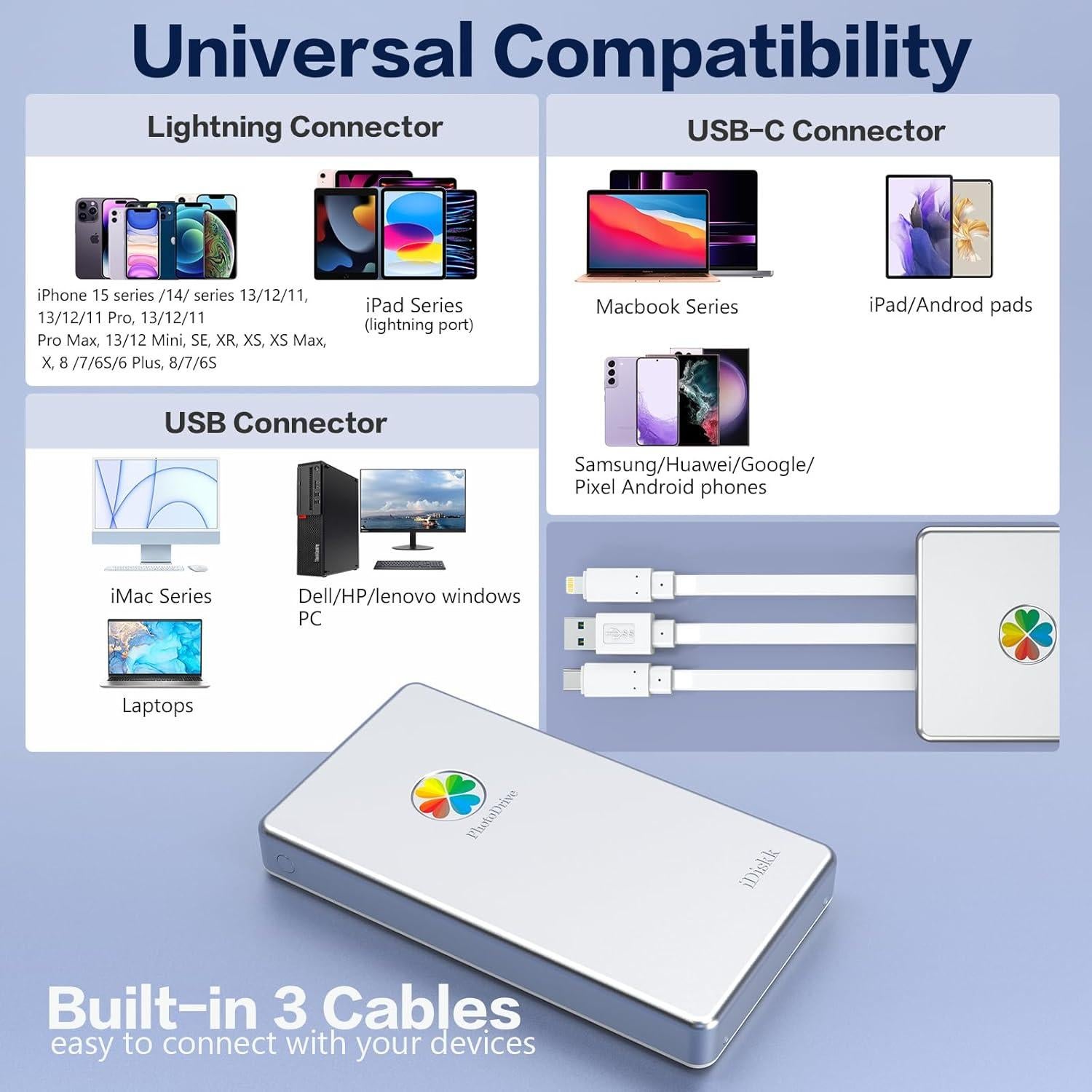 Disco Duro Externo iDiskk 1TB para iPhone iPad Android