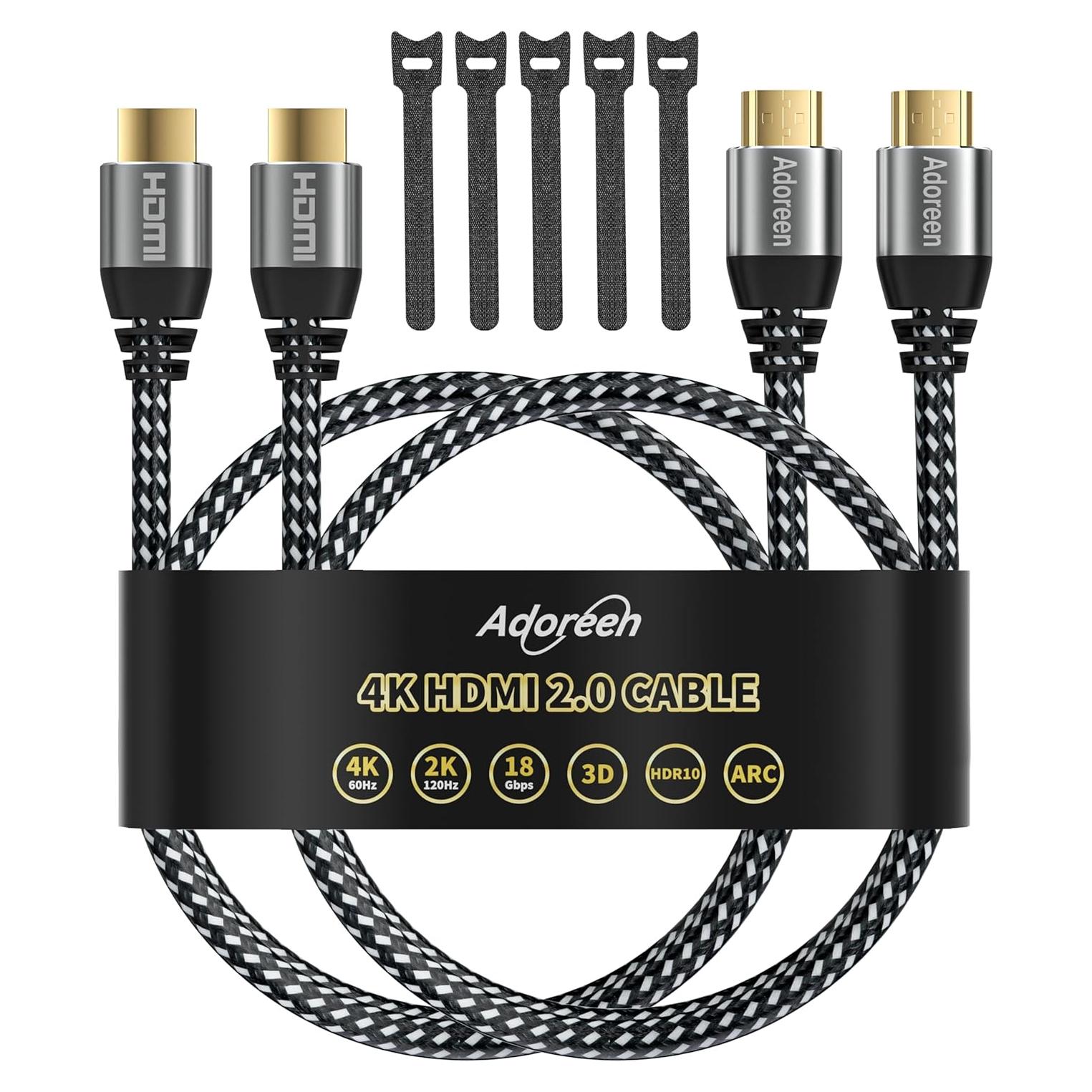 Cable HDMI 4K 1.5 Pies Adoreen 2 Paquete Alta Velocidad 18Gbps