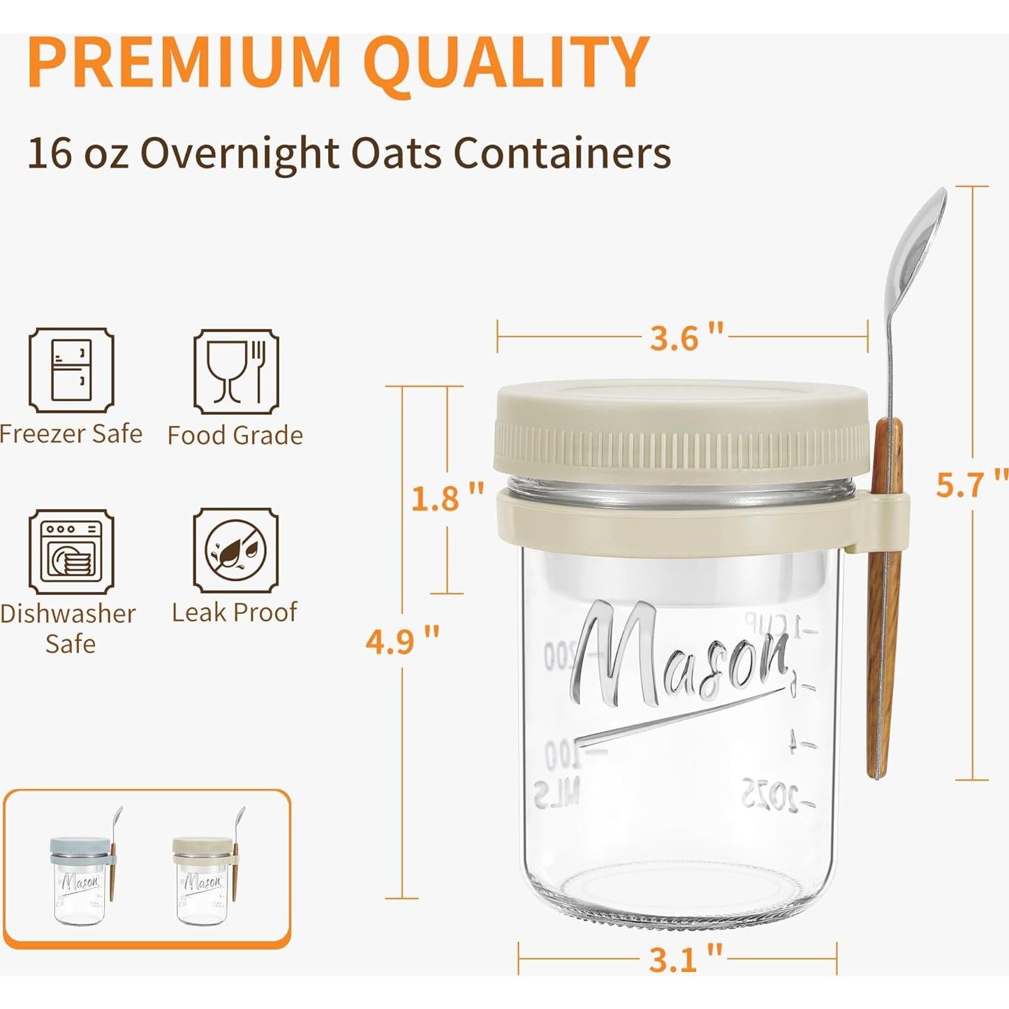 Paquete de 2 Tarros de Vidrio Herméticos 16 oz Xyptorix