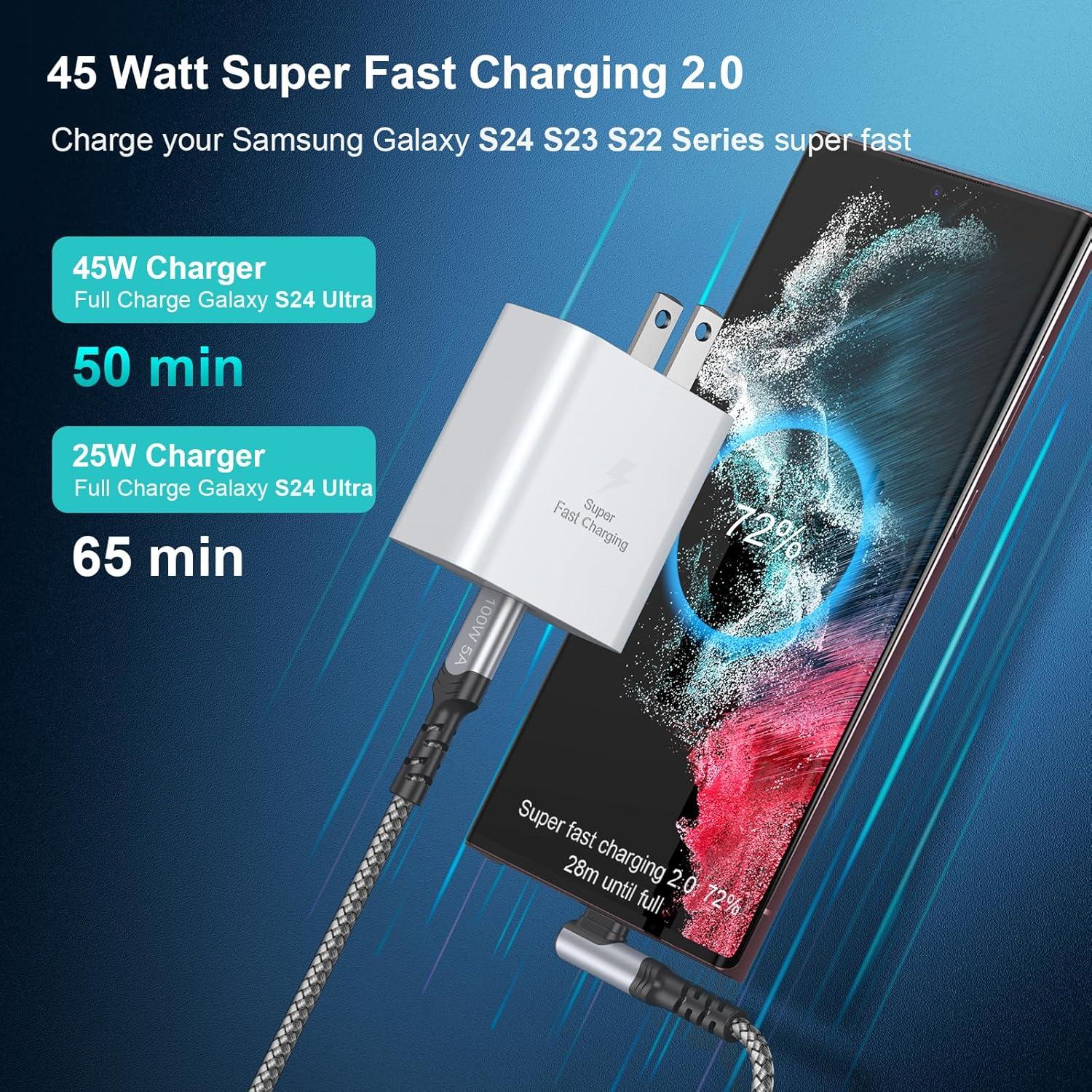 Cargador Rápido USB C 45W + Cable 10FT Blanco - Samsung