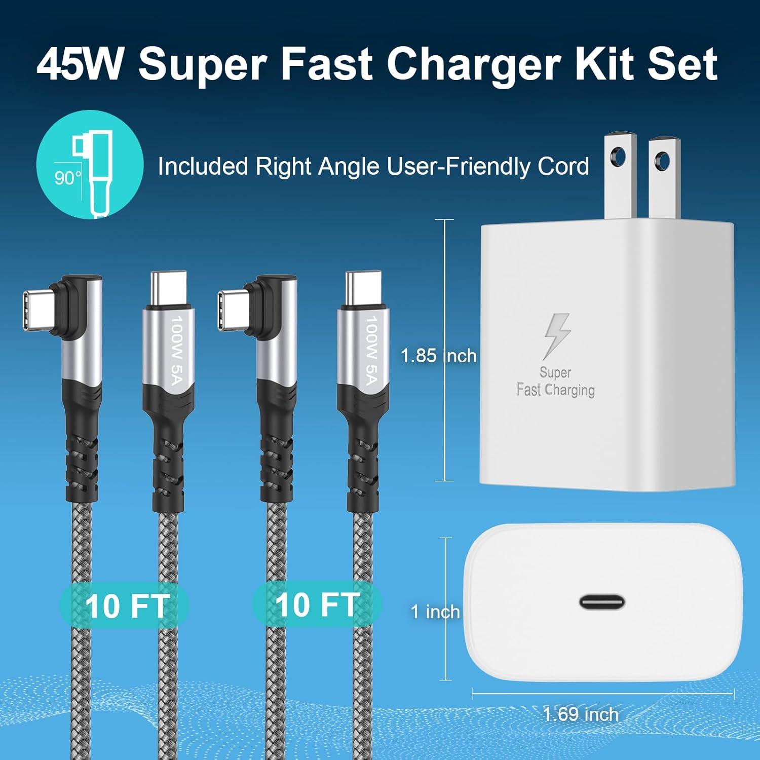 Cargador Rápido USB C 45W + Cable 10FT Blanco - Samsung