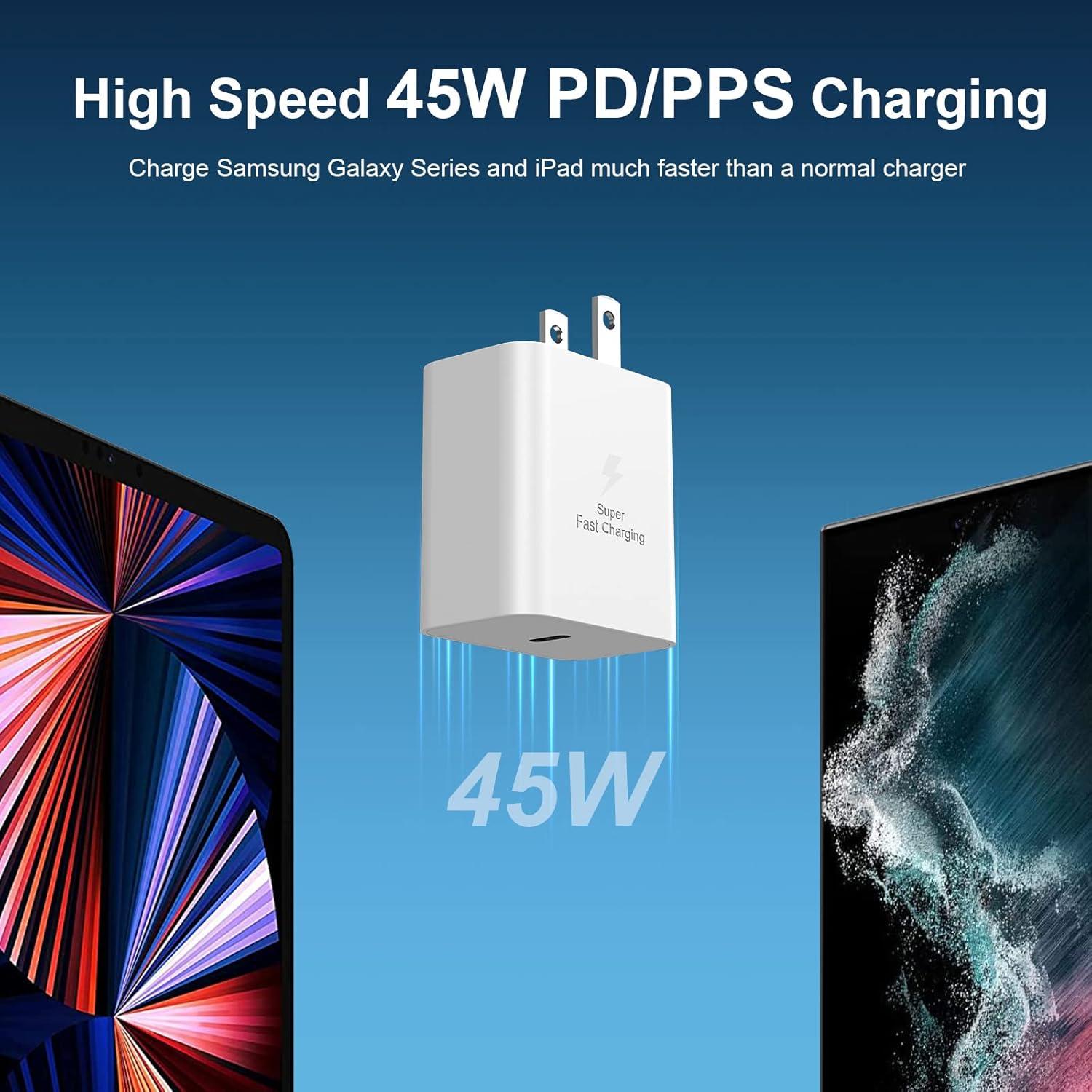 Cargador Rápido USB C 45W + Cable 10FT Blanco - Samsung