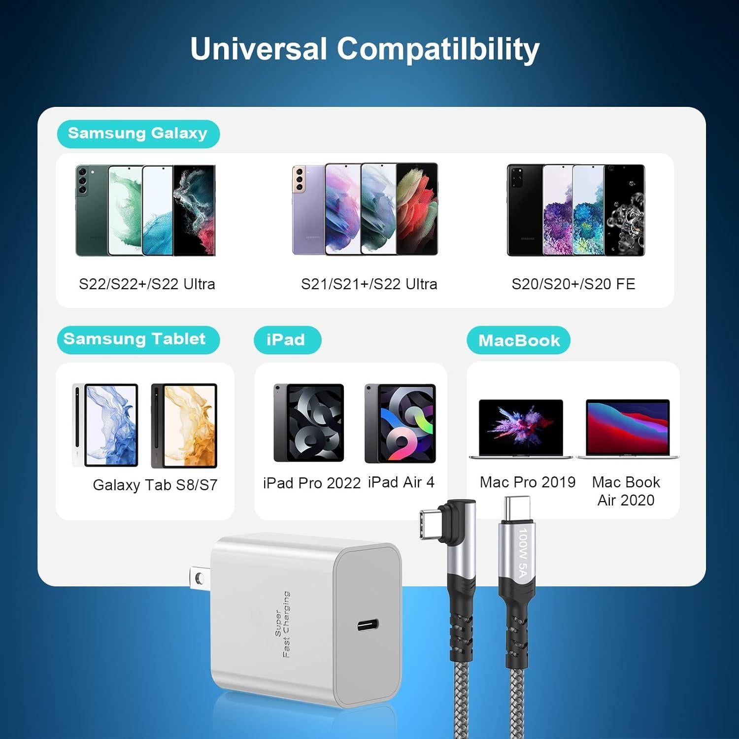 Cargador Rápido USB C 45W + Cable 10FT Blanco - Samsung