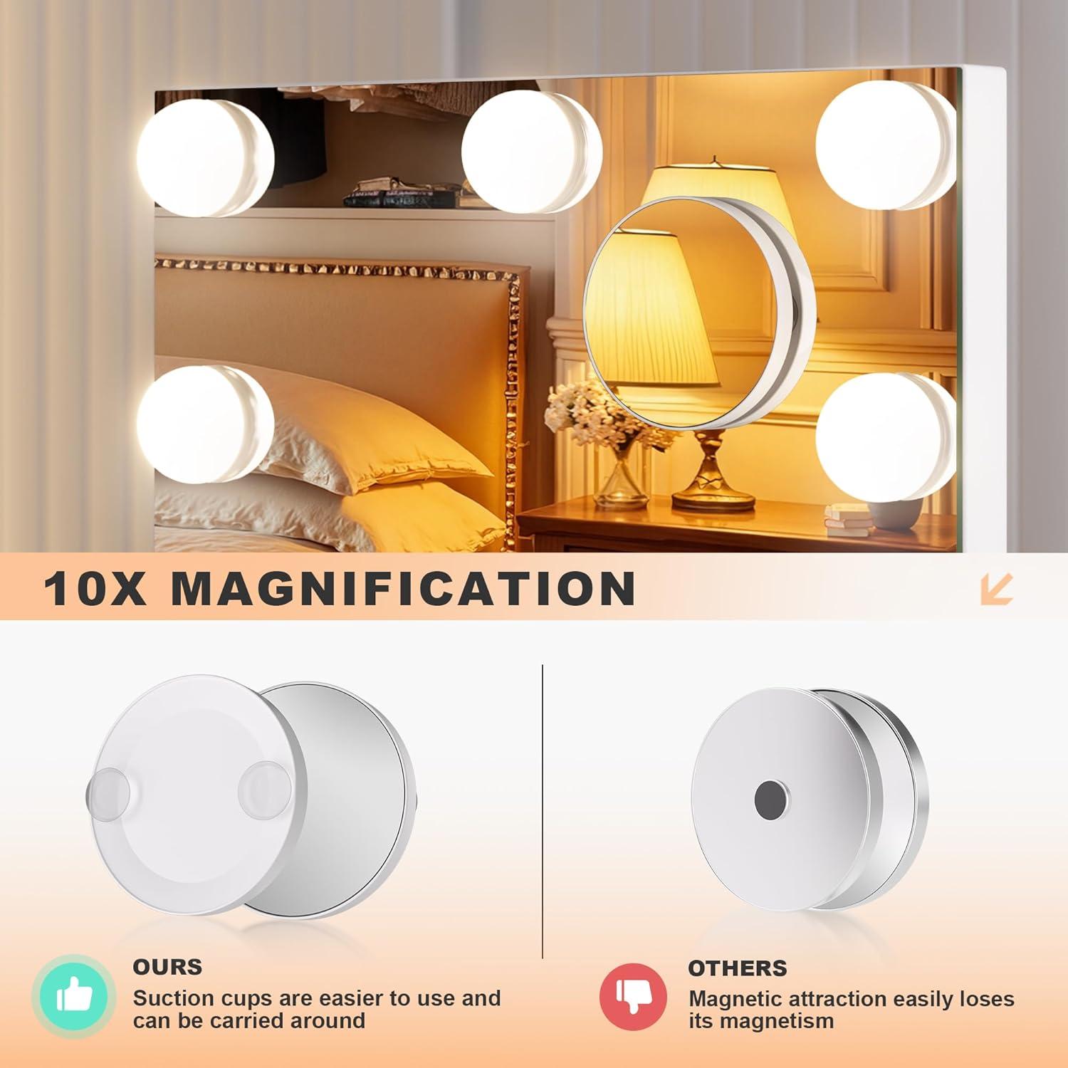 Espejo de Vanity MINISO con Luces y Altavoz Bluetooth 27x35 cm